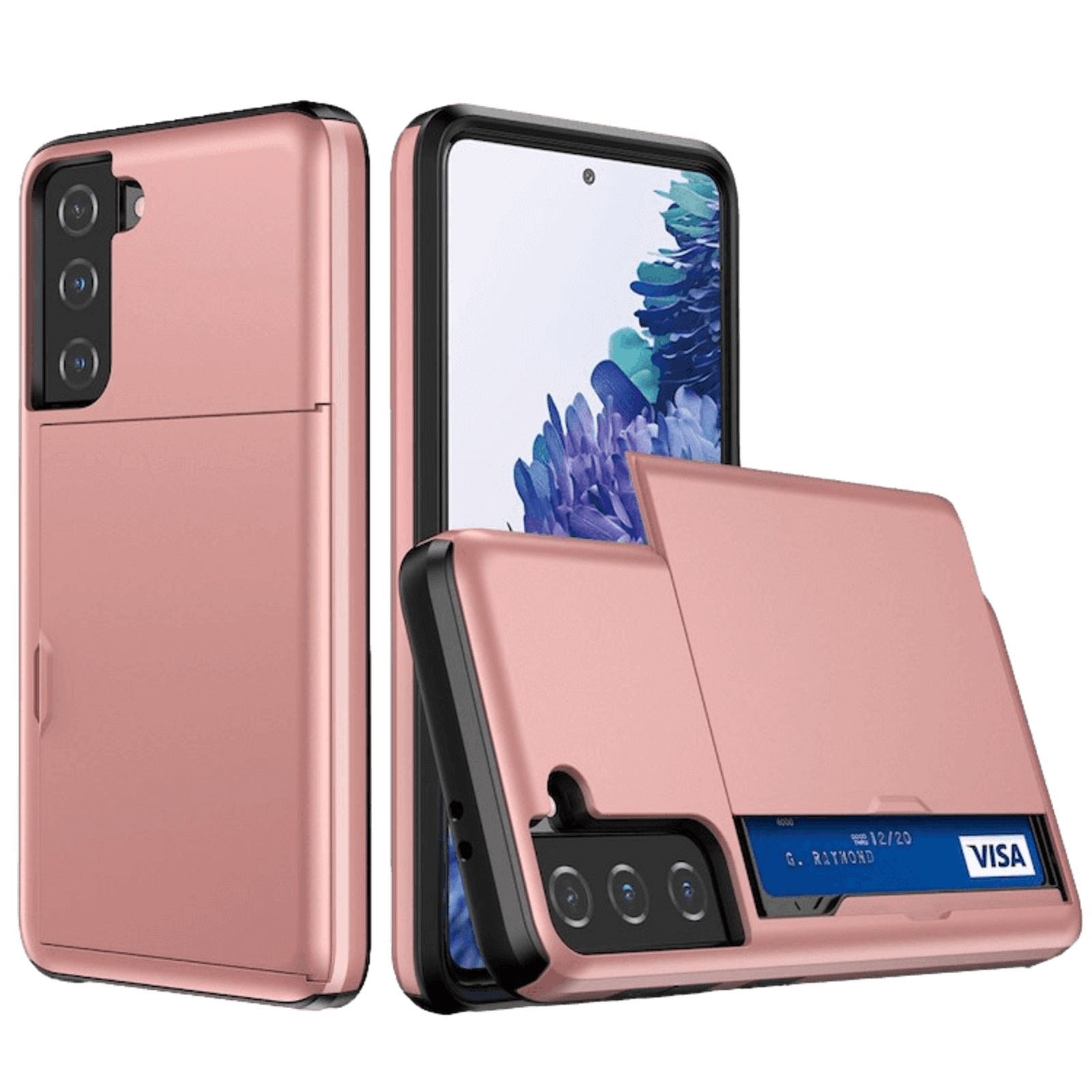 Slide Case Samsung Galaxy S21 Hoesje met Pashouder Roségoud