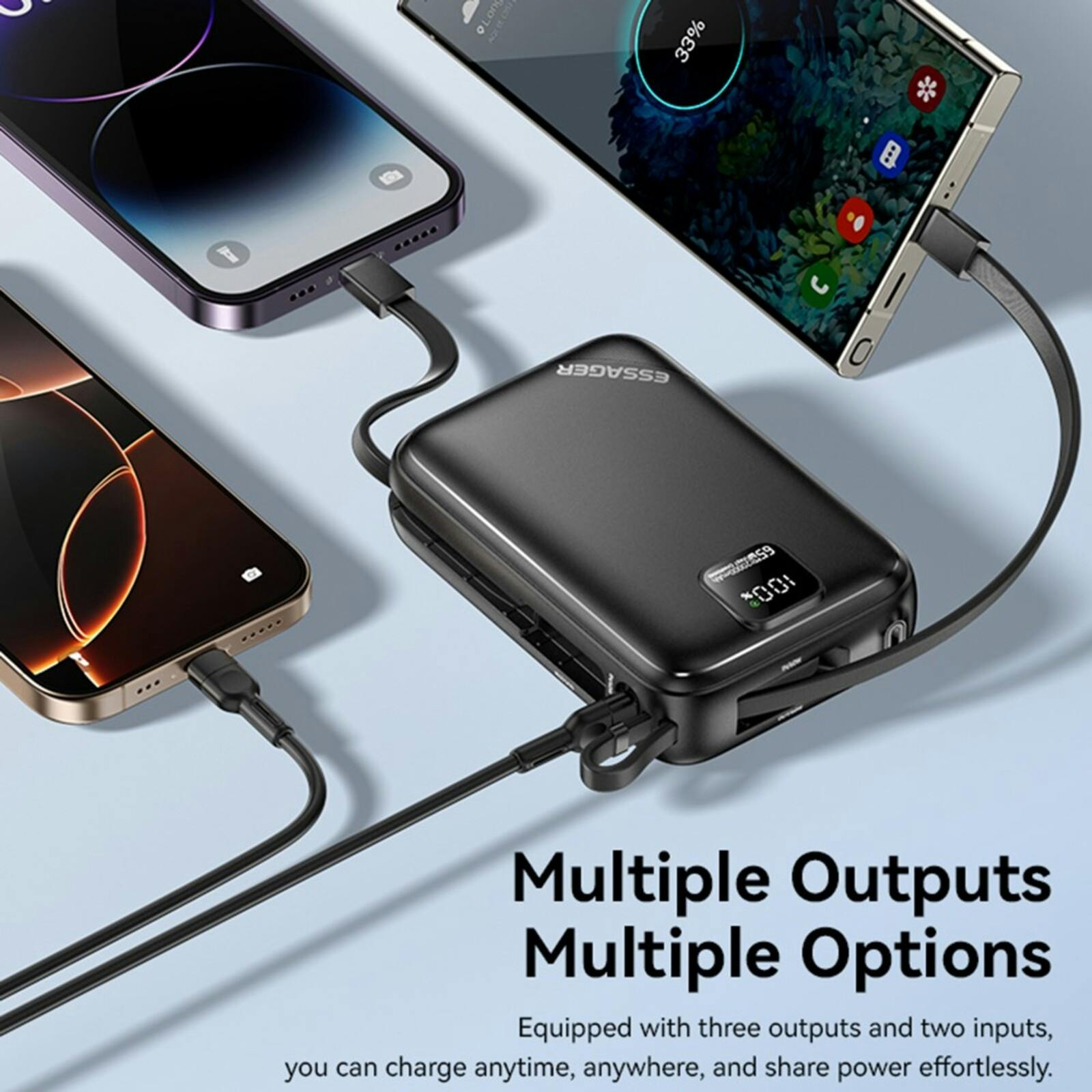 Essager 65W Rapid Portable Powerbank 20.000mAh Zwart