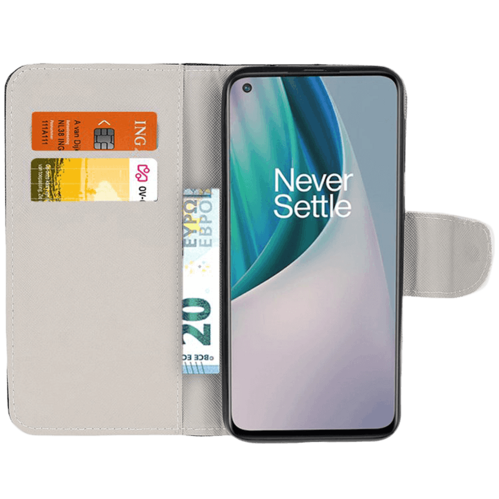 Comfycase OnePlus Nord N10 Don't Touch My Bookcase Telefoonhoesje Zwart