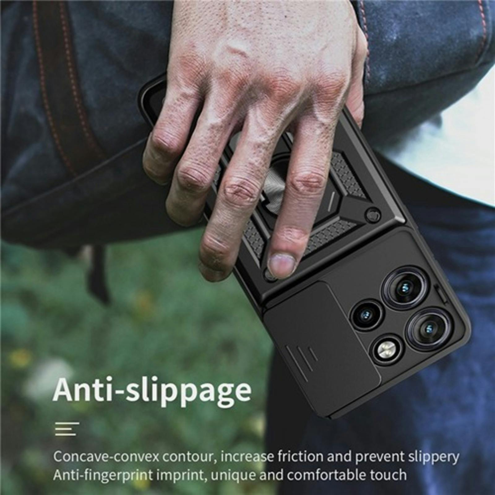 CaseBody Motorola Edge 50 Neo 5G Shield Case met Camera-schuif Zwart
