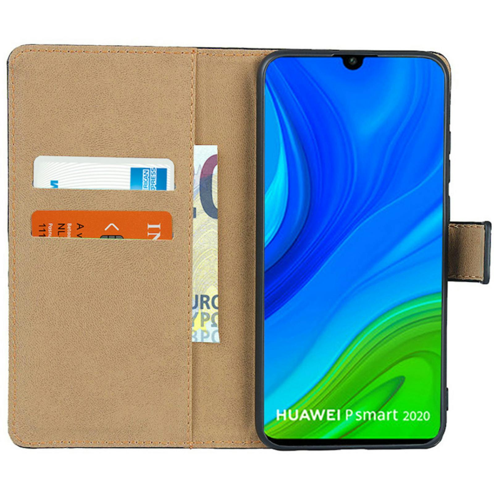 CaseBody Huawei P Smart 2020 Echt Lederen Bookcase Zwart