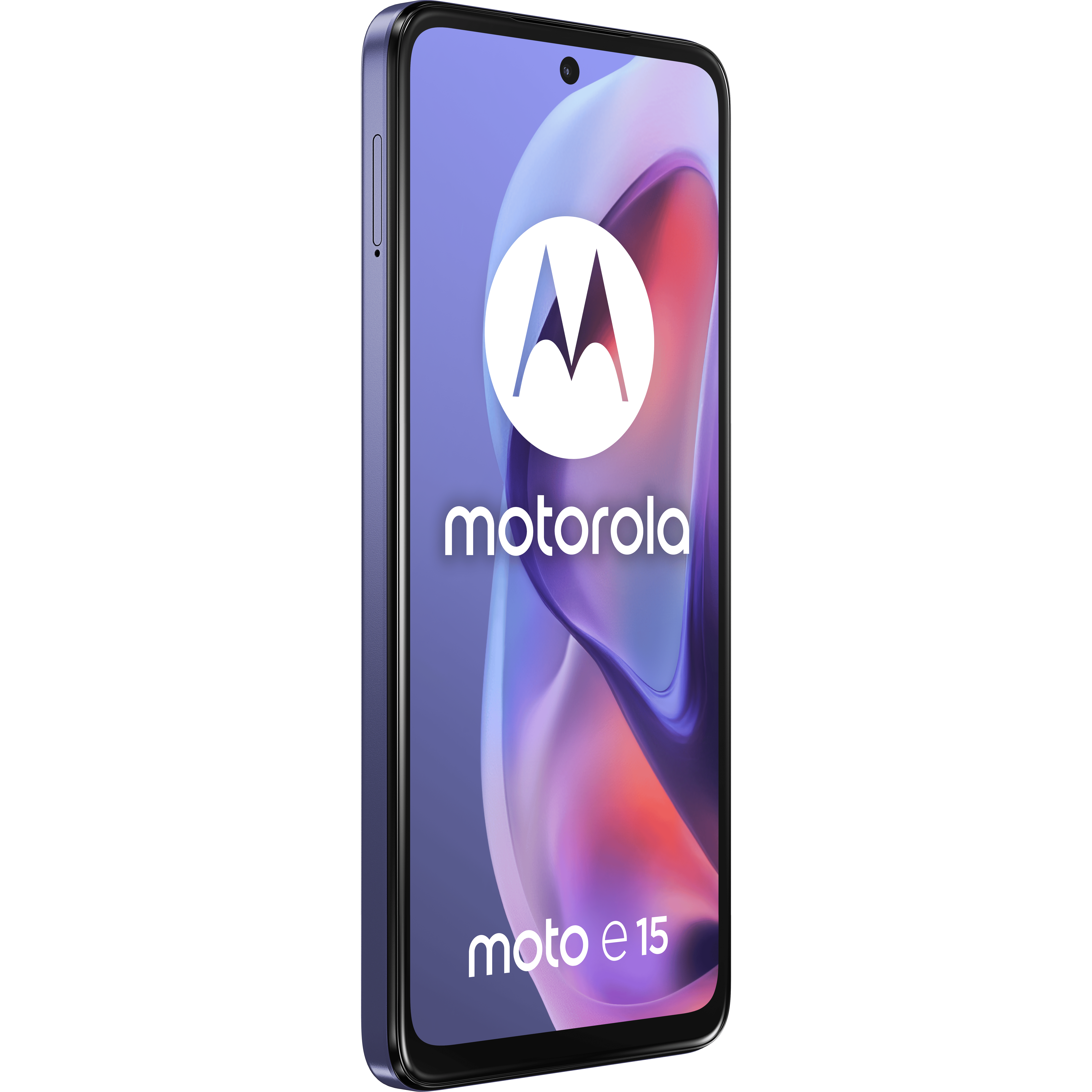 Motorola Moto E15 Fresh Lavender - Aanzicht vanaf links
