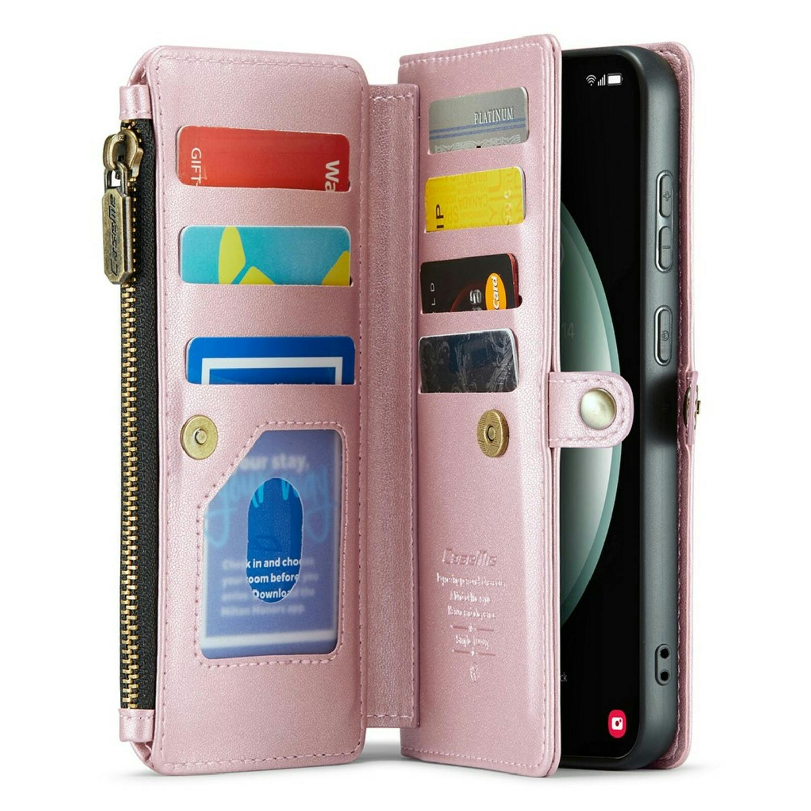 Caseme Samsung S23 FE Clutch Wallet met Koord Roze