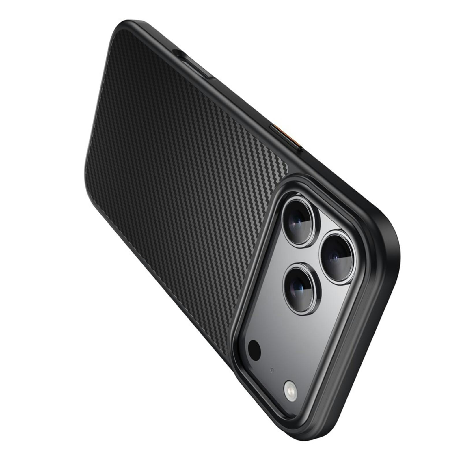 Mocaa Apple iPhone 17 Pro Max Slim Carbon Pantser MagSafe Case Zwart