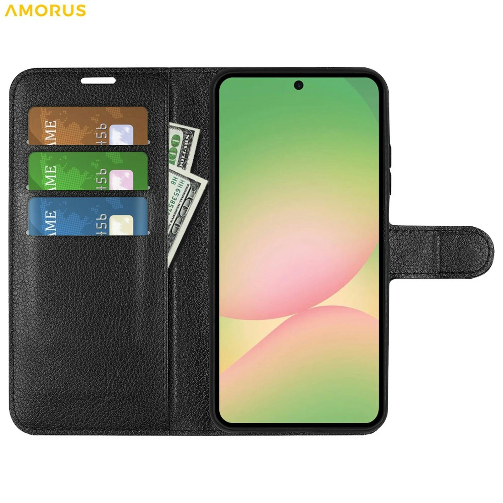 Amorus Samsung Galaxy A57 Bookcase Hoesje Zwart