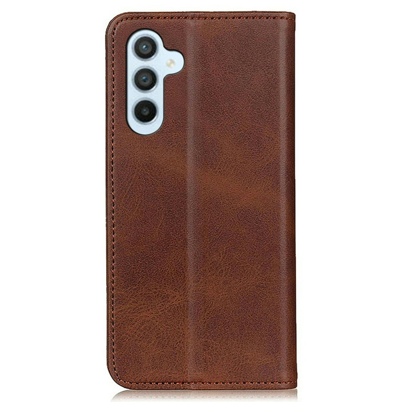 CaseBody Samsung Galaxy S24 FE Echt Leren Portemonnee Hoesje Bruin