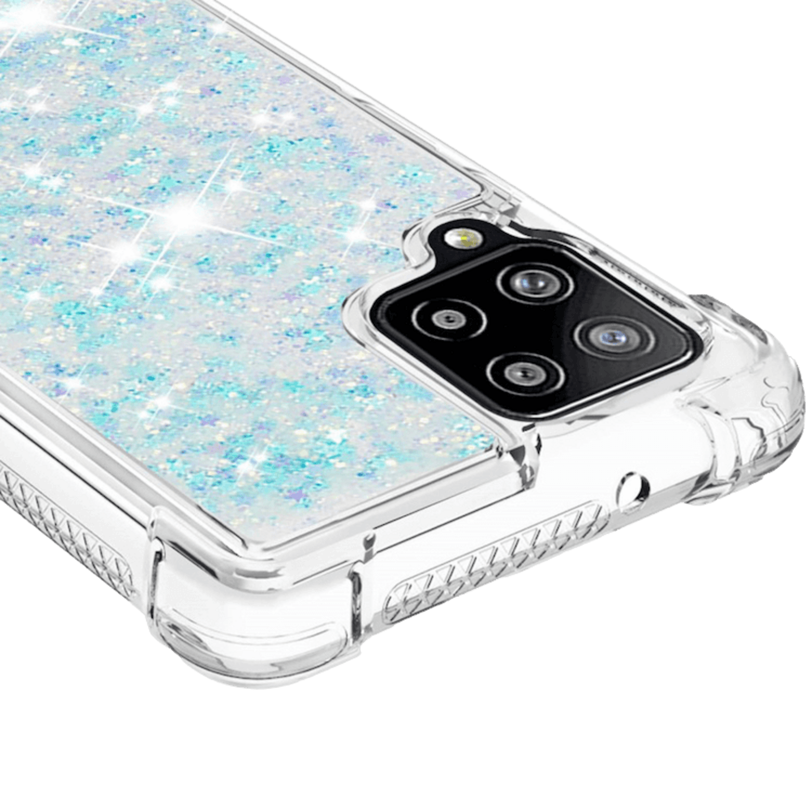 Mocaa Samsung Galaxy A42 Valbestendig Glitter Hoesje Blauw