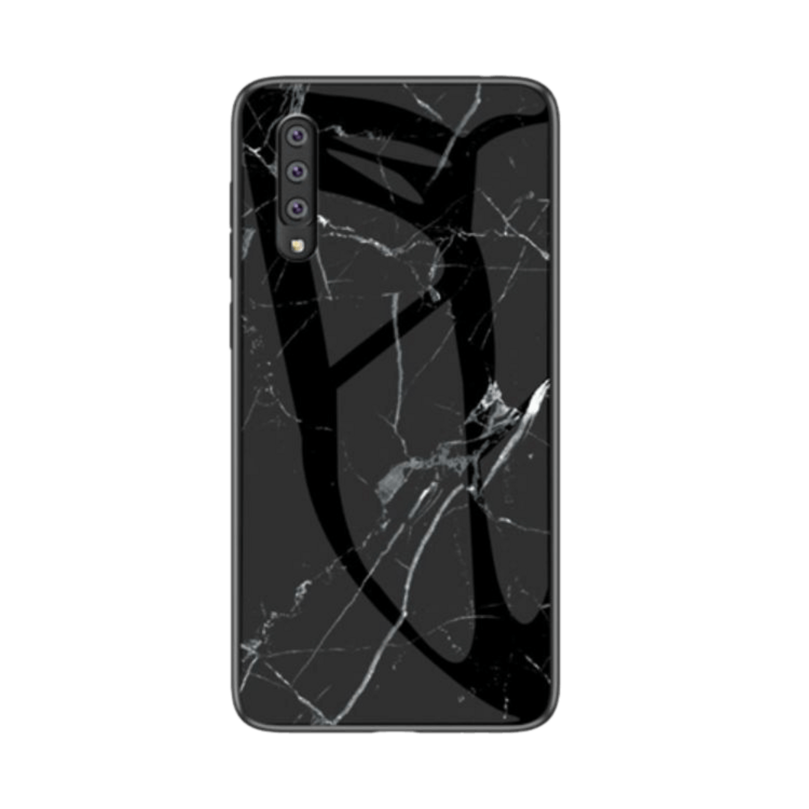 CaseBody Samsung Galaxy A50 Marble Glass Hoesje Gehard Glas Zwart