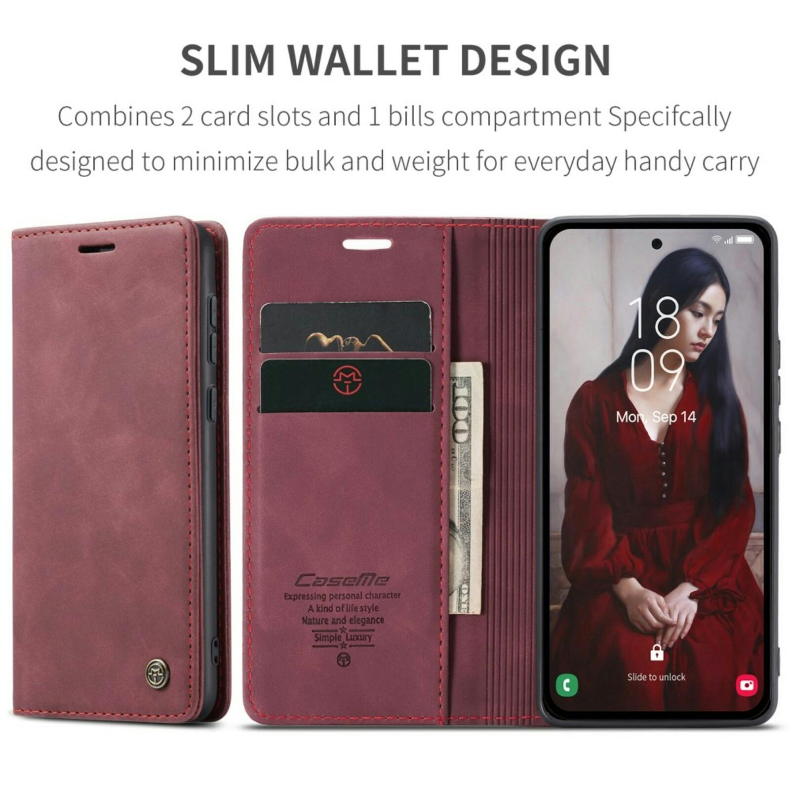 Caseme Samsung A35 Business Wallet Hoesje Rood