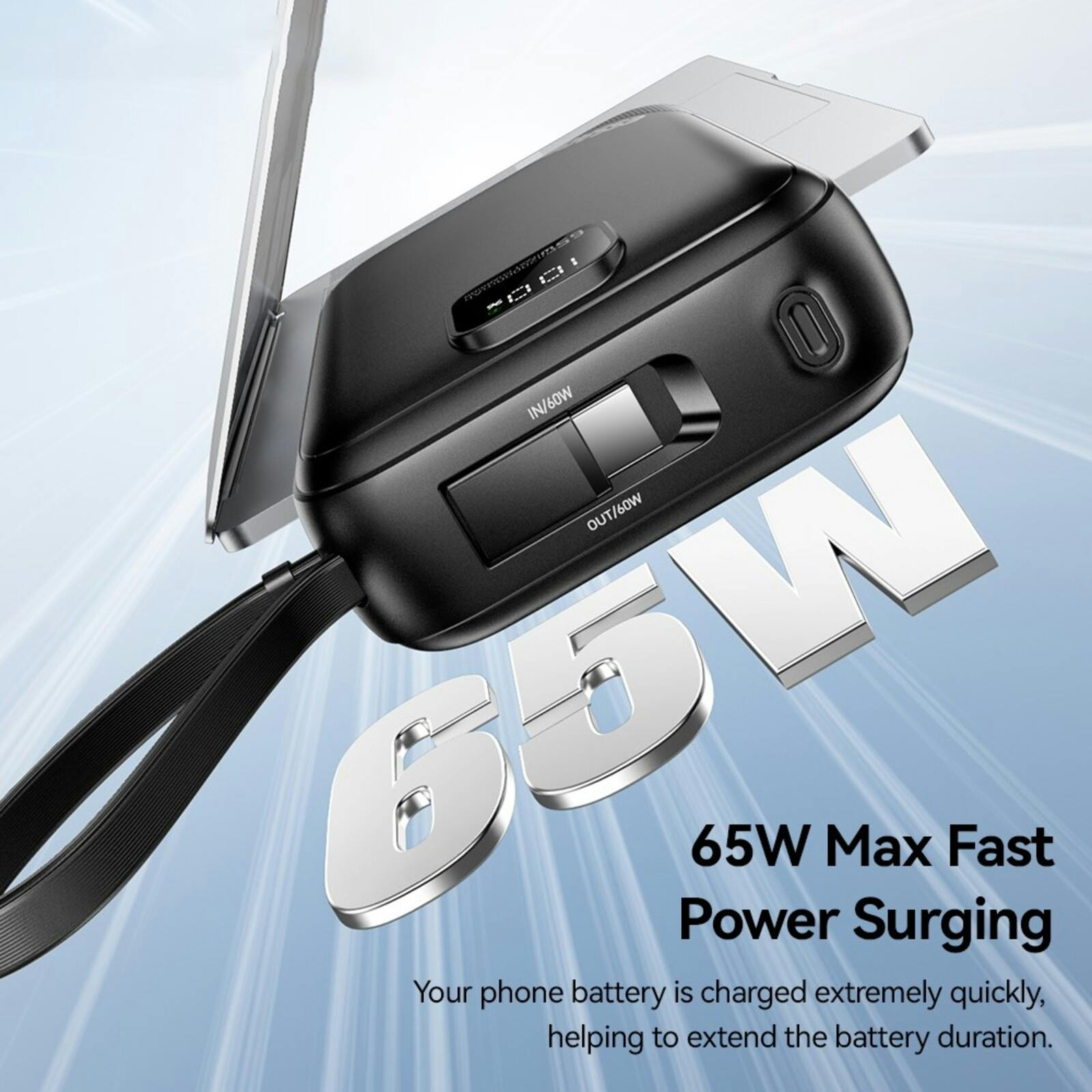 Essager 65W Rapid Portable Powerbank 20.000mAh Zwart