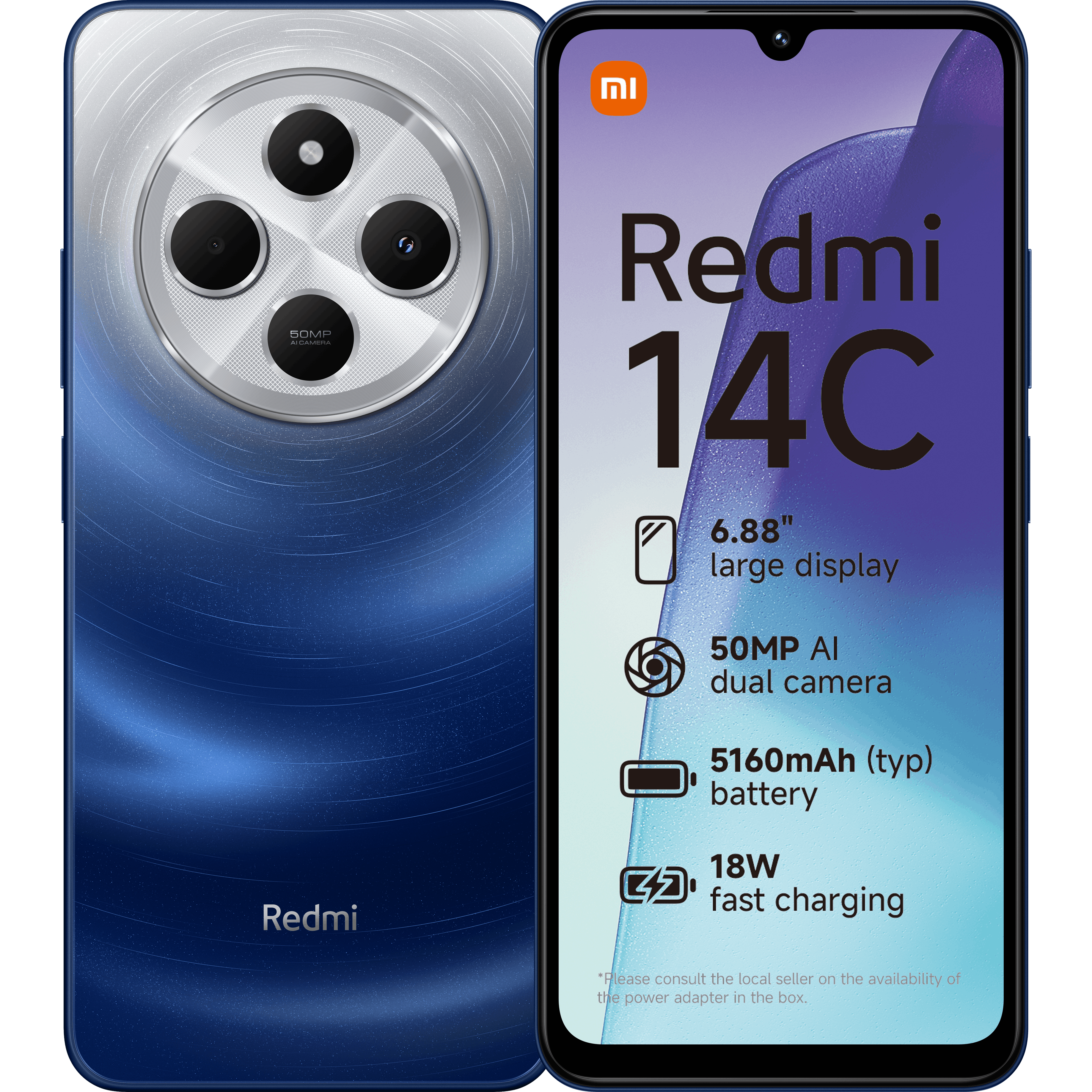 Xiaomi Redmi 14C Starry Blue - Voorkant & achterkant