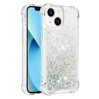 Mocaa iPhone 14 Valbestendig Glitter Hoesje Zilver