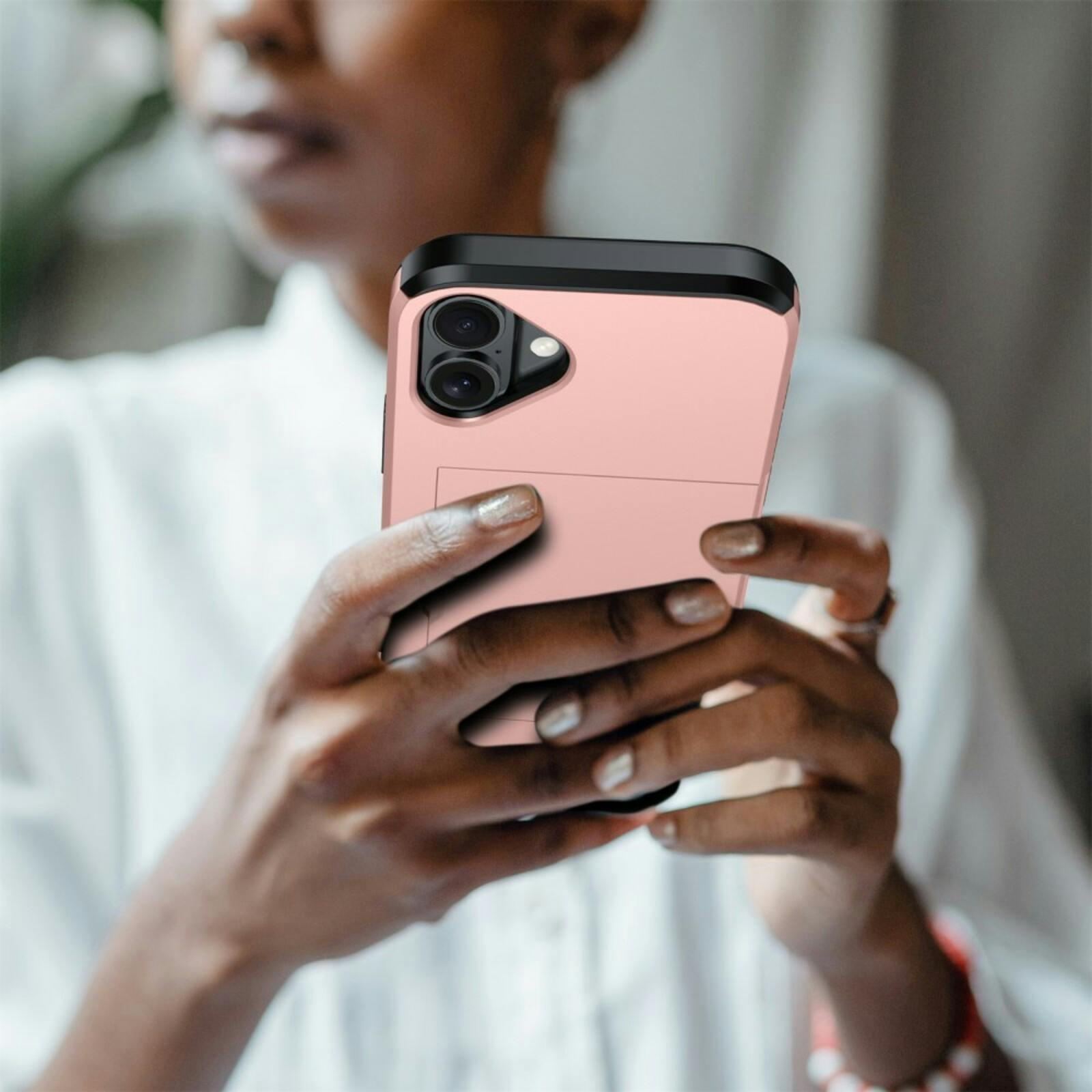 Slide Case Apple iPhone 16 Plus Hoesje met Pashouder Roségoud