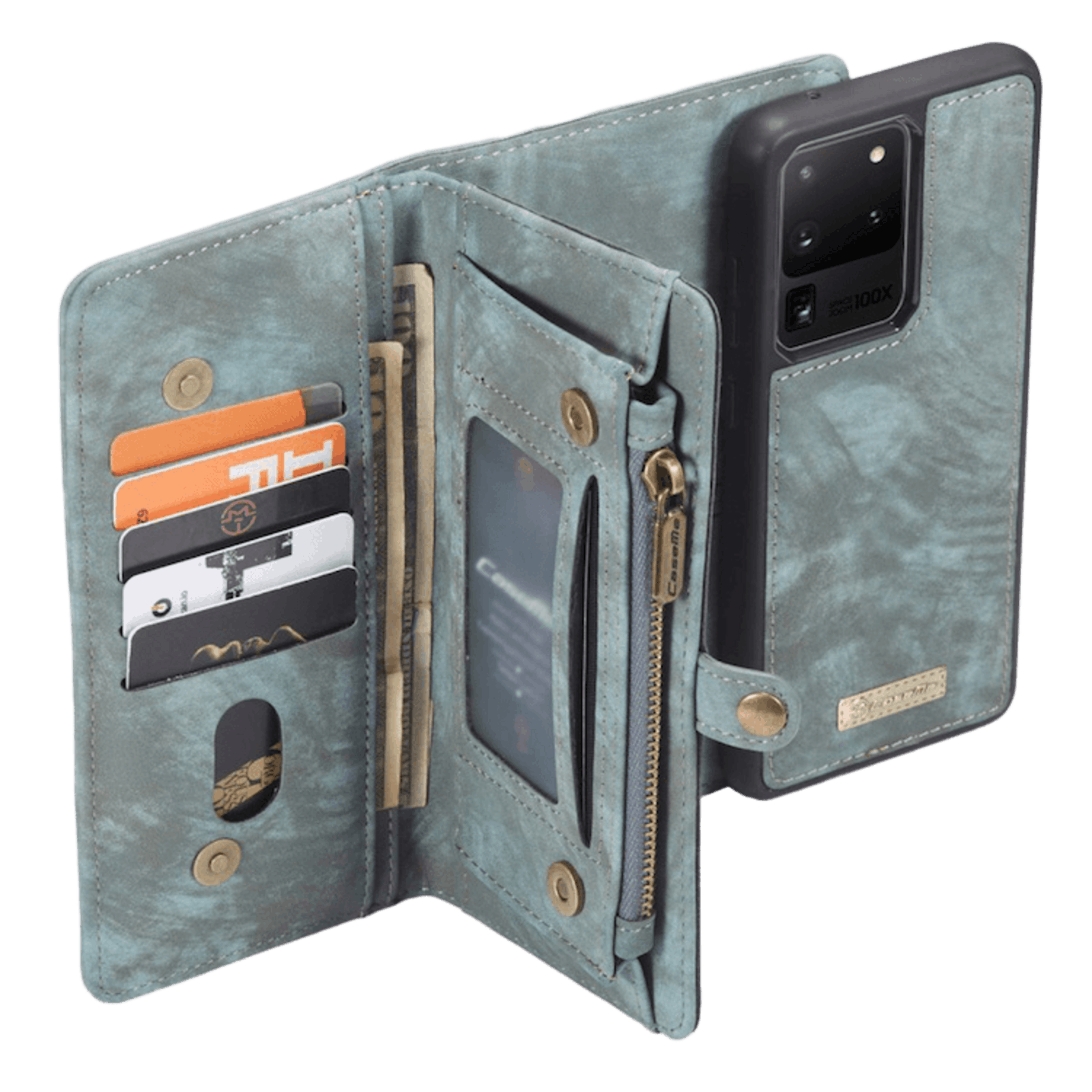Caseme Samsung Galaxy S20 Ultra Vintage Bookcase Hoesje Blauw