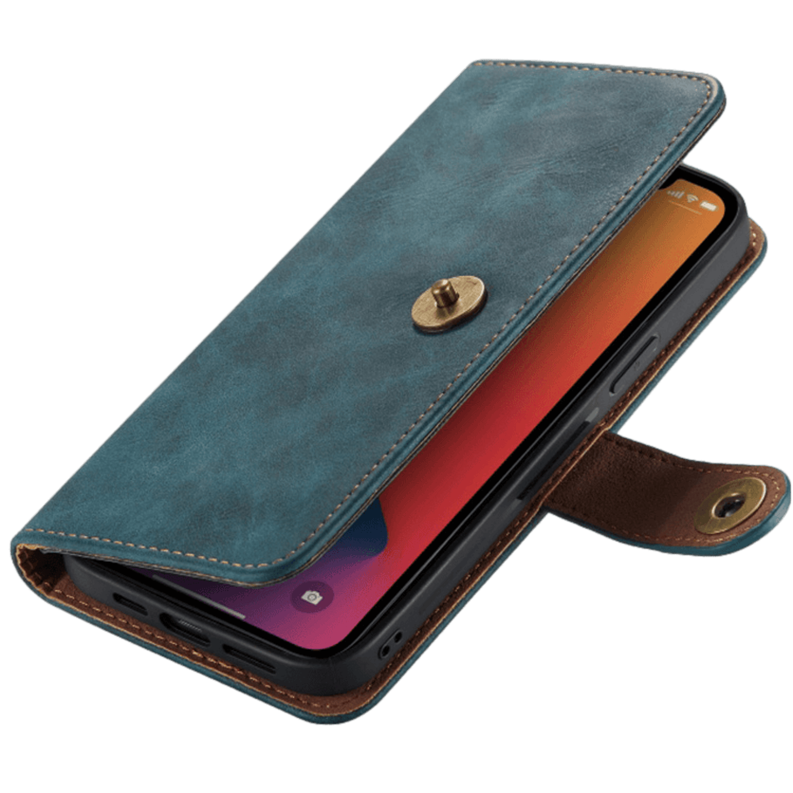 Mocaa iPhone 12 Mini Vintage 2-in-1 Wallet Hoesje Blauw