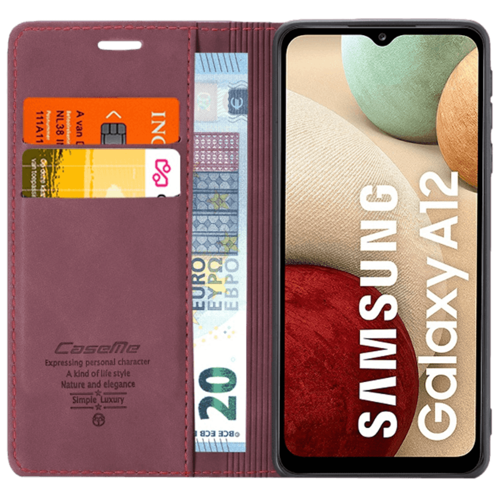 Caseme Samsung Galaxy A12 Business Wallet Bookcase Hoesje Rood