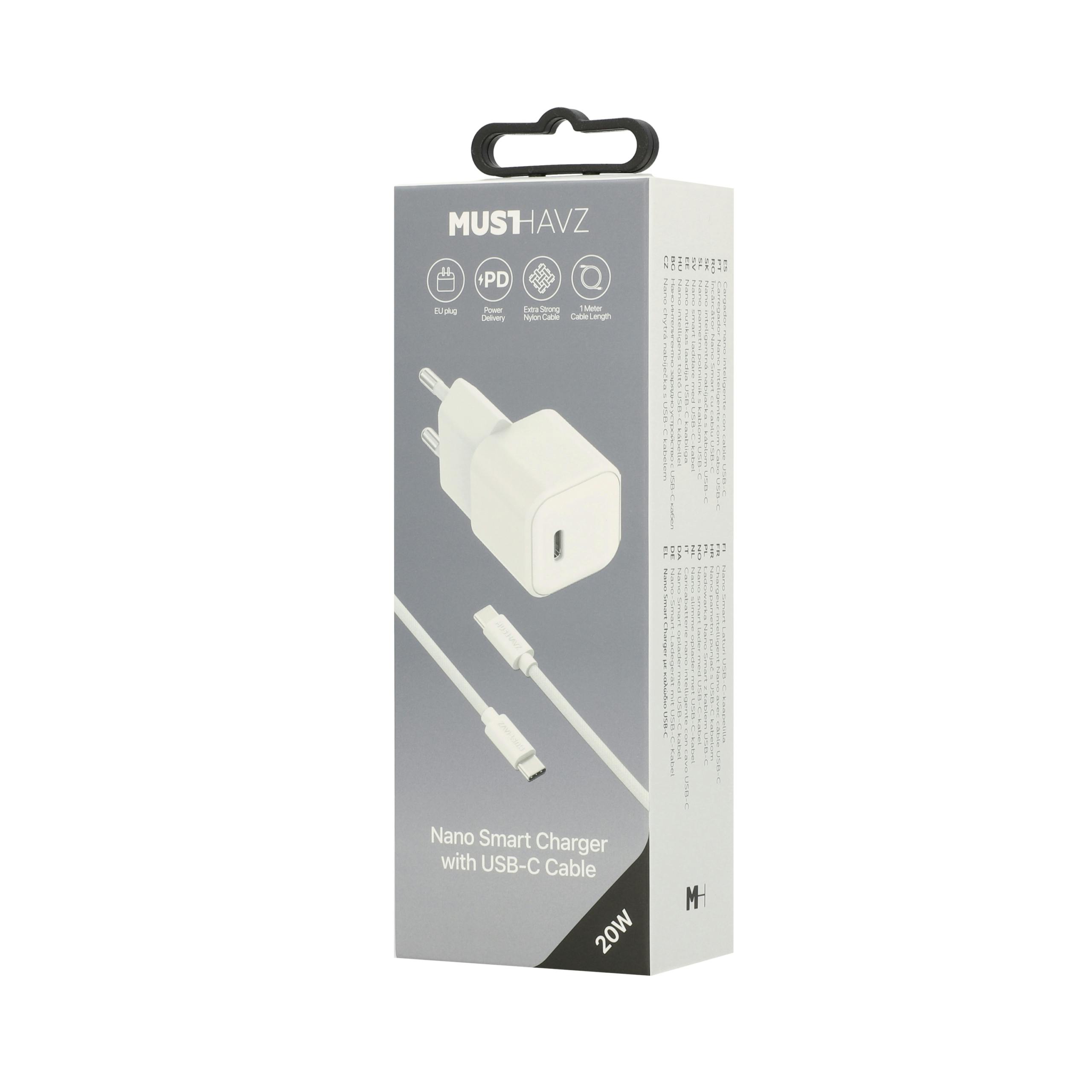 Musthavz Nano Charger 20W + USB-C Kabel Wit