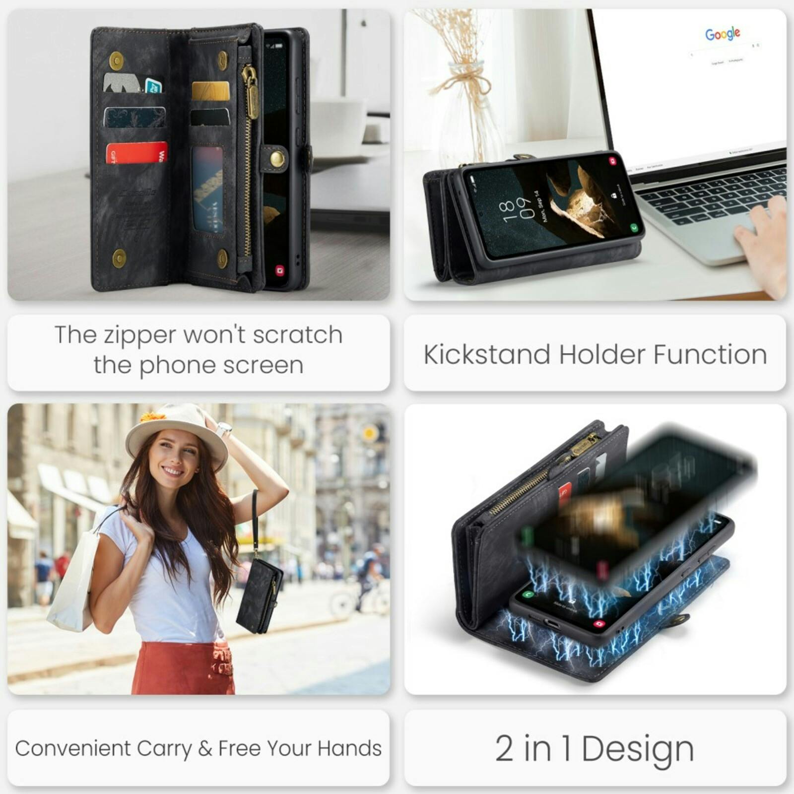 Caseme Samsung A55 Vintage Wallet Hoesje Zwart