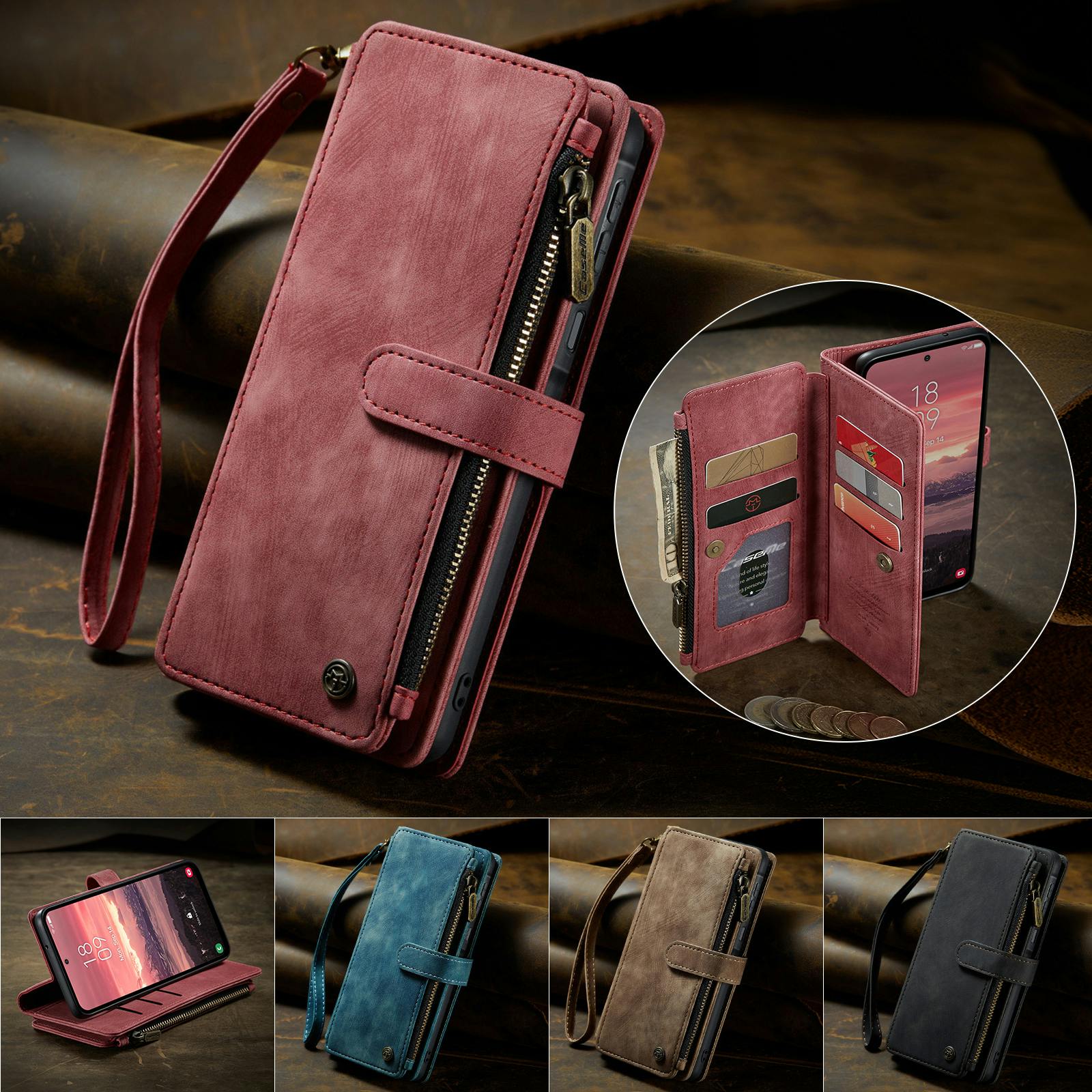 Caseme Samsung Galaxy A57 Vintage Wallet Hoesje Rood