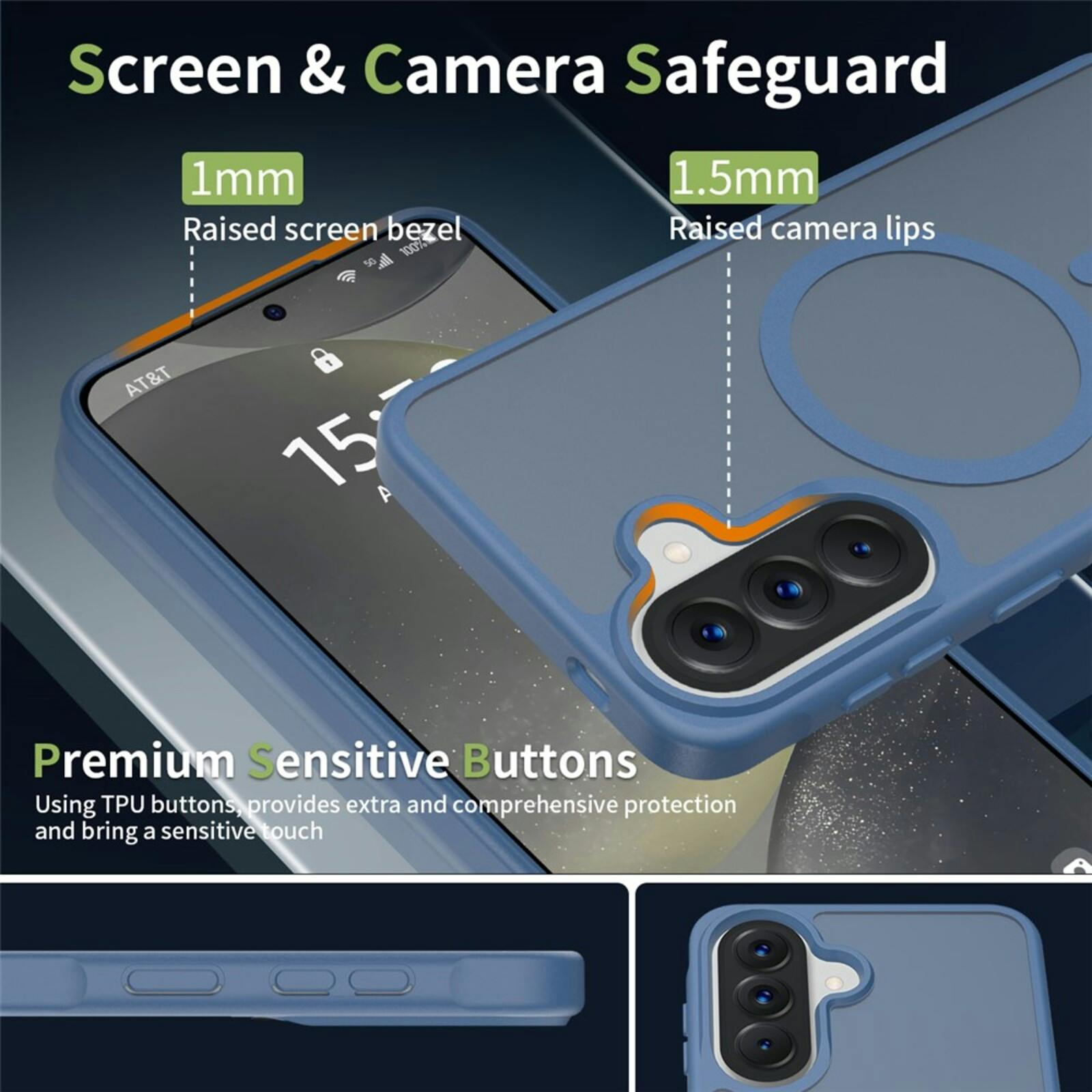 CaseBody Samsung Galaxy A57 Slim Anti-Shock MagSafe Hoesje Blauw