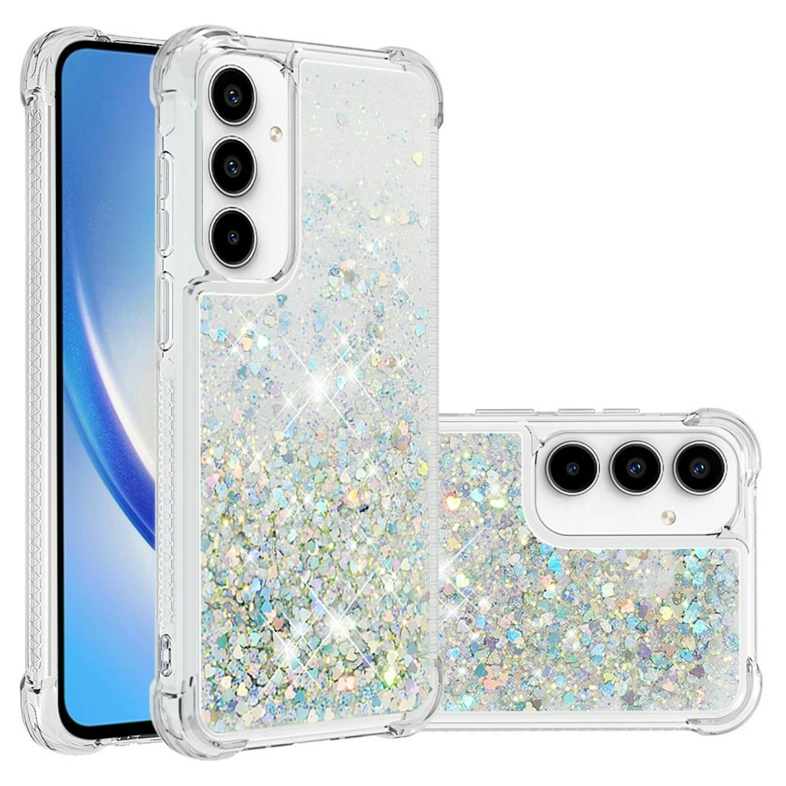 Mocaa Samsung Galaxy A55 5G Valbestendig Glitter Hoesje Zilver