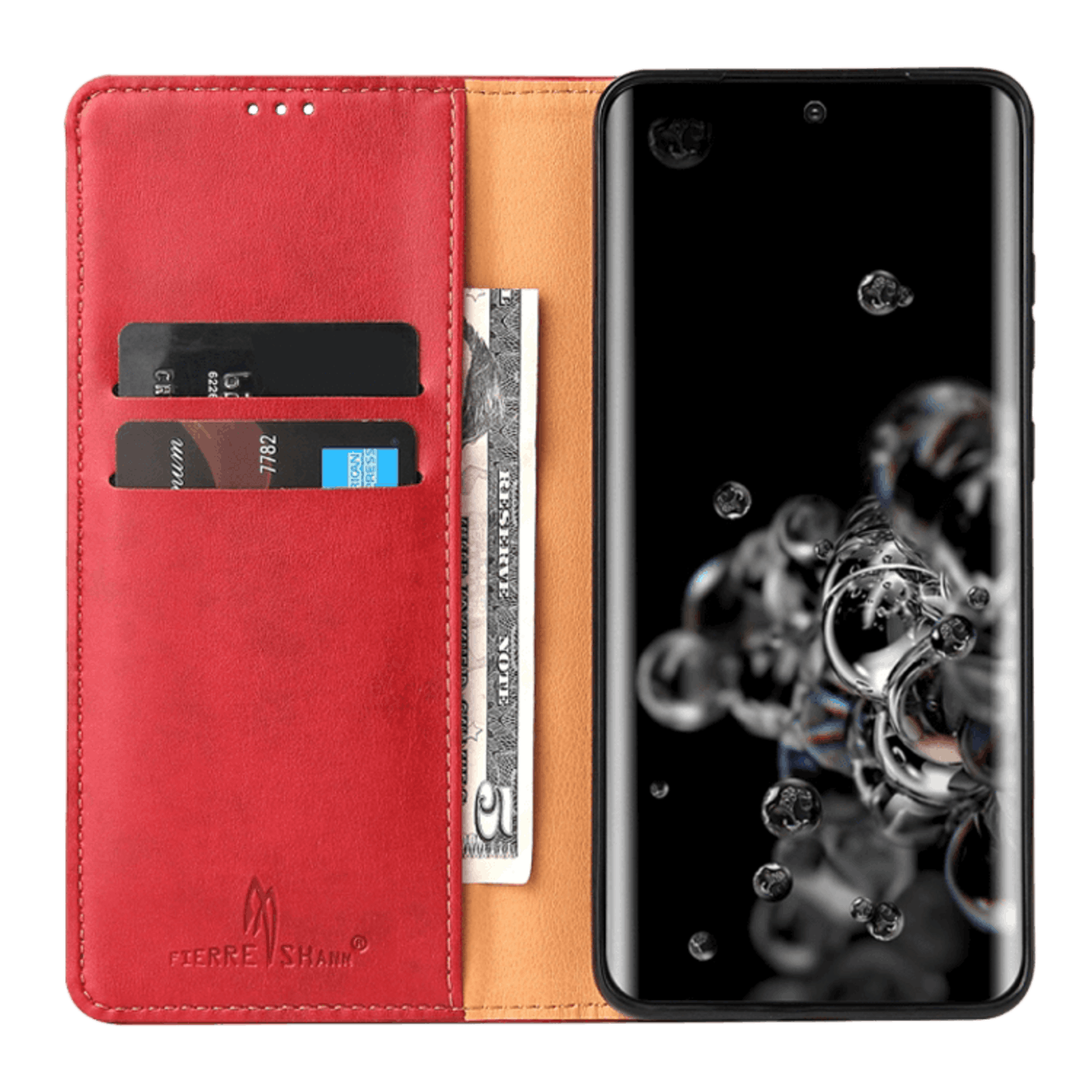 Fierre Shann Samsung Galaxy S20 Ultra Slim Wallet Hoesje Rood