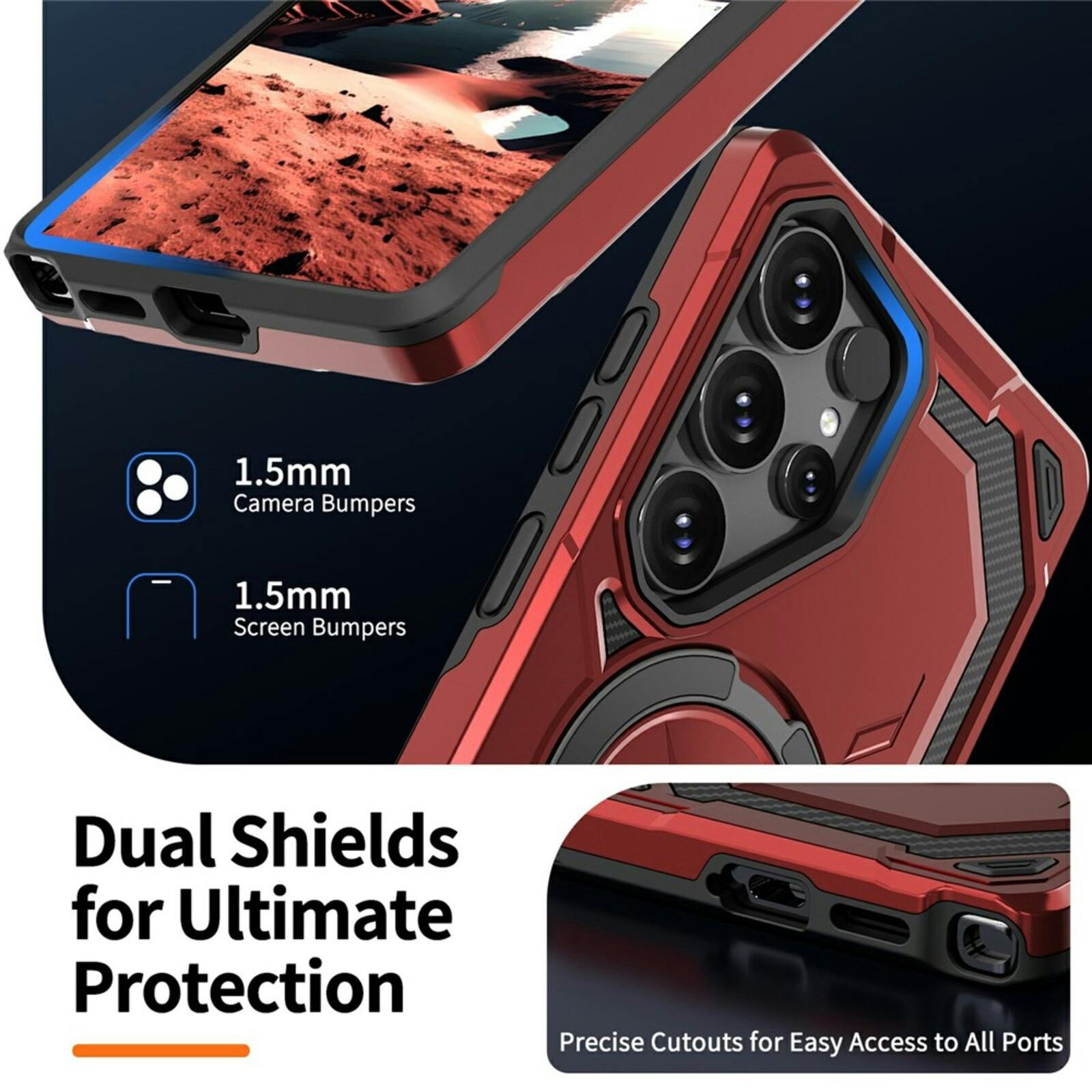 CaseBody Samsung Galaxy S26 Ultra Magnetic Kickstand Ring Hoesje Rood