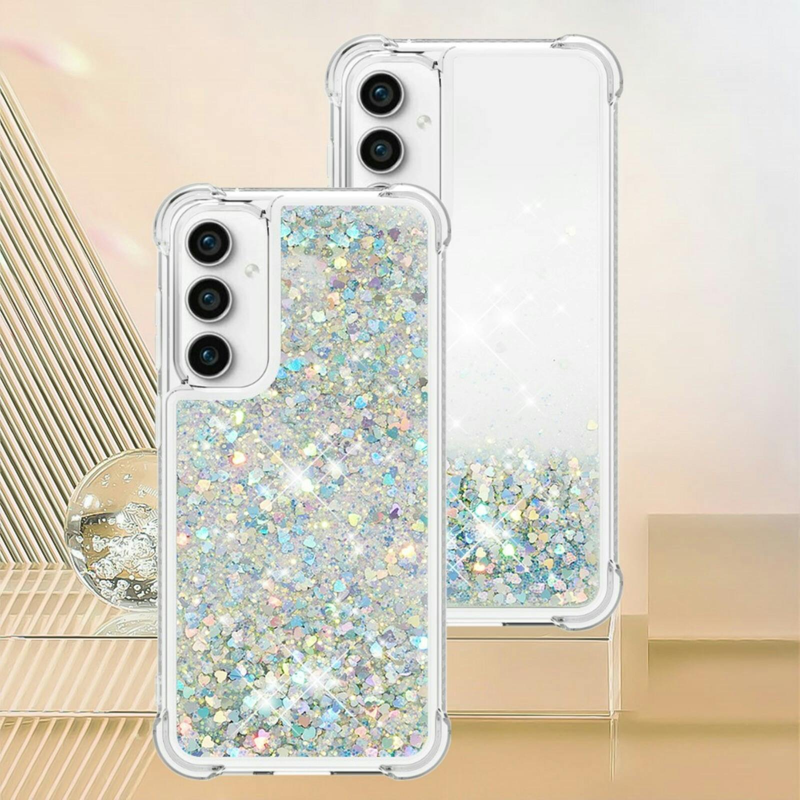Mocaa Samsung S23 FE Valbestendig Glitter Hoesje Zilver
