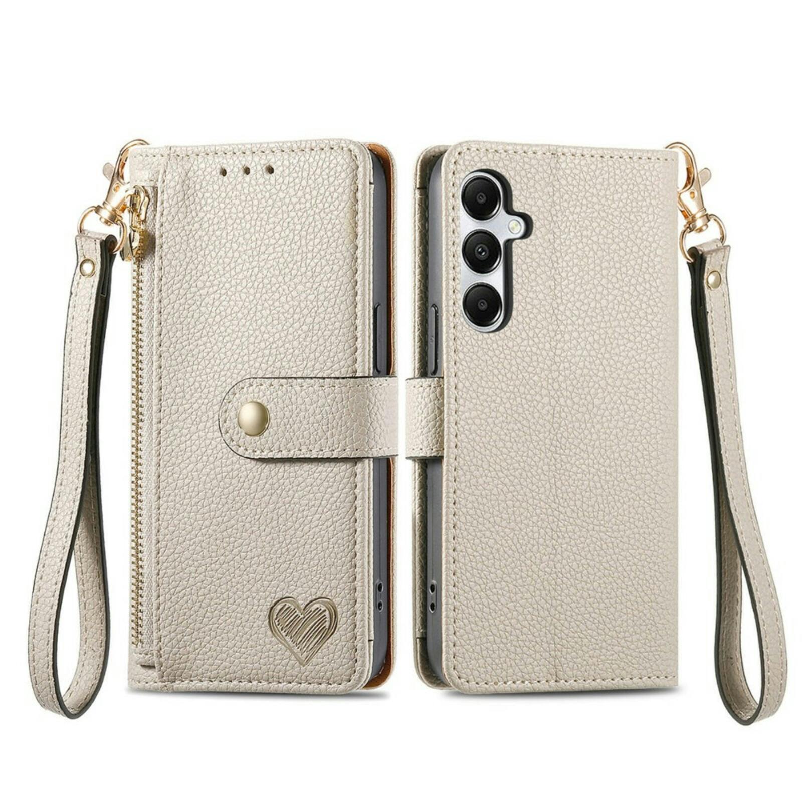 Mocaa Samsung A55 Love Heart Wallet Hoesje Grijs