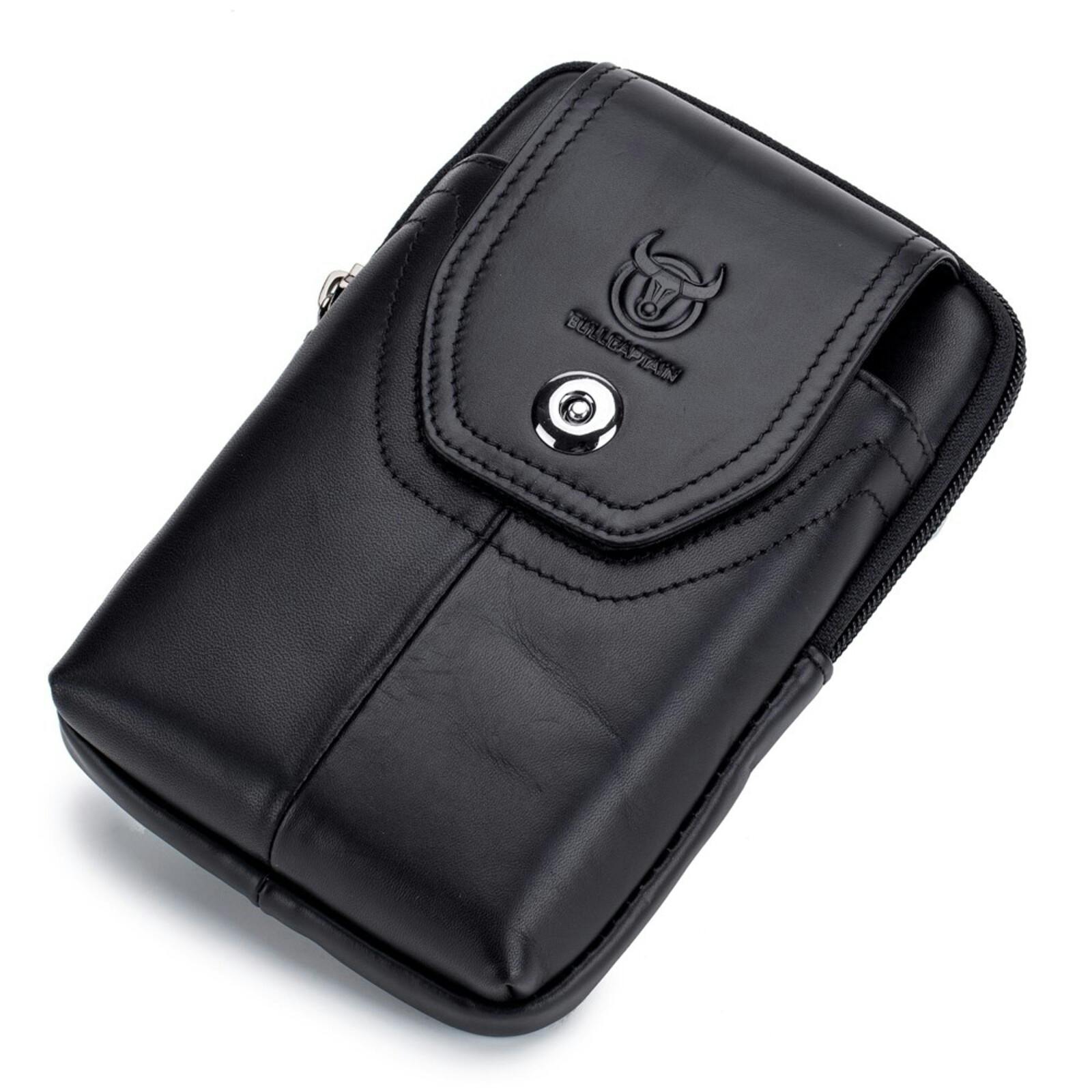 Bullcaptain Vertical Leather Smartphone Pouch Zwart L