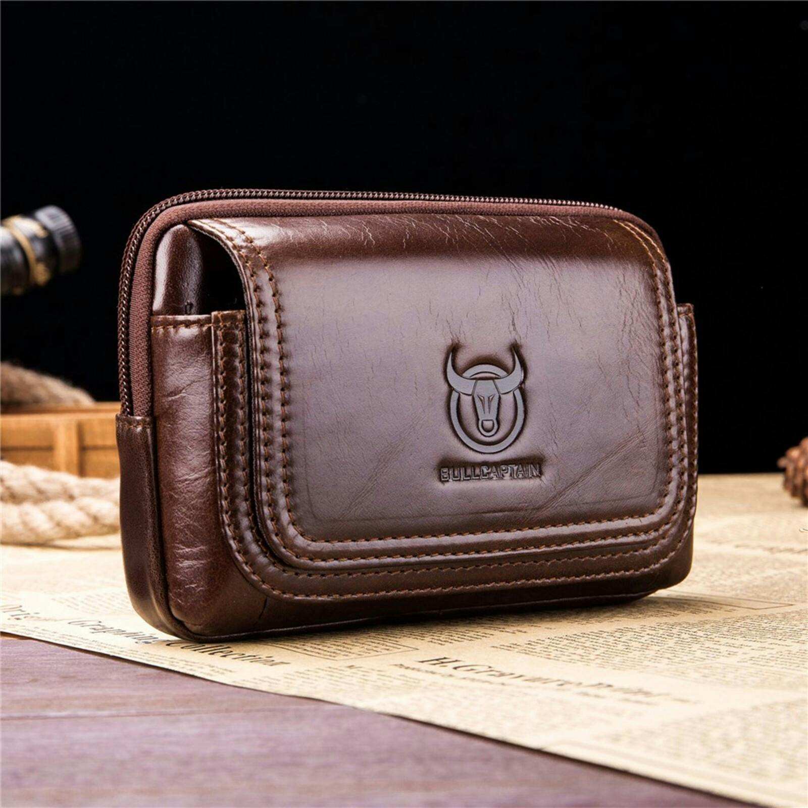 Bullcaptain Horizontal Leather Smartphone Pouch Bruin L
