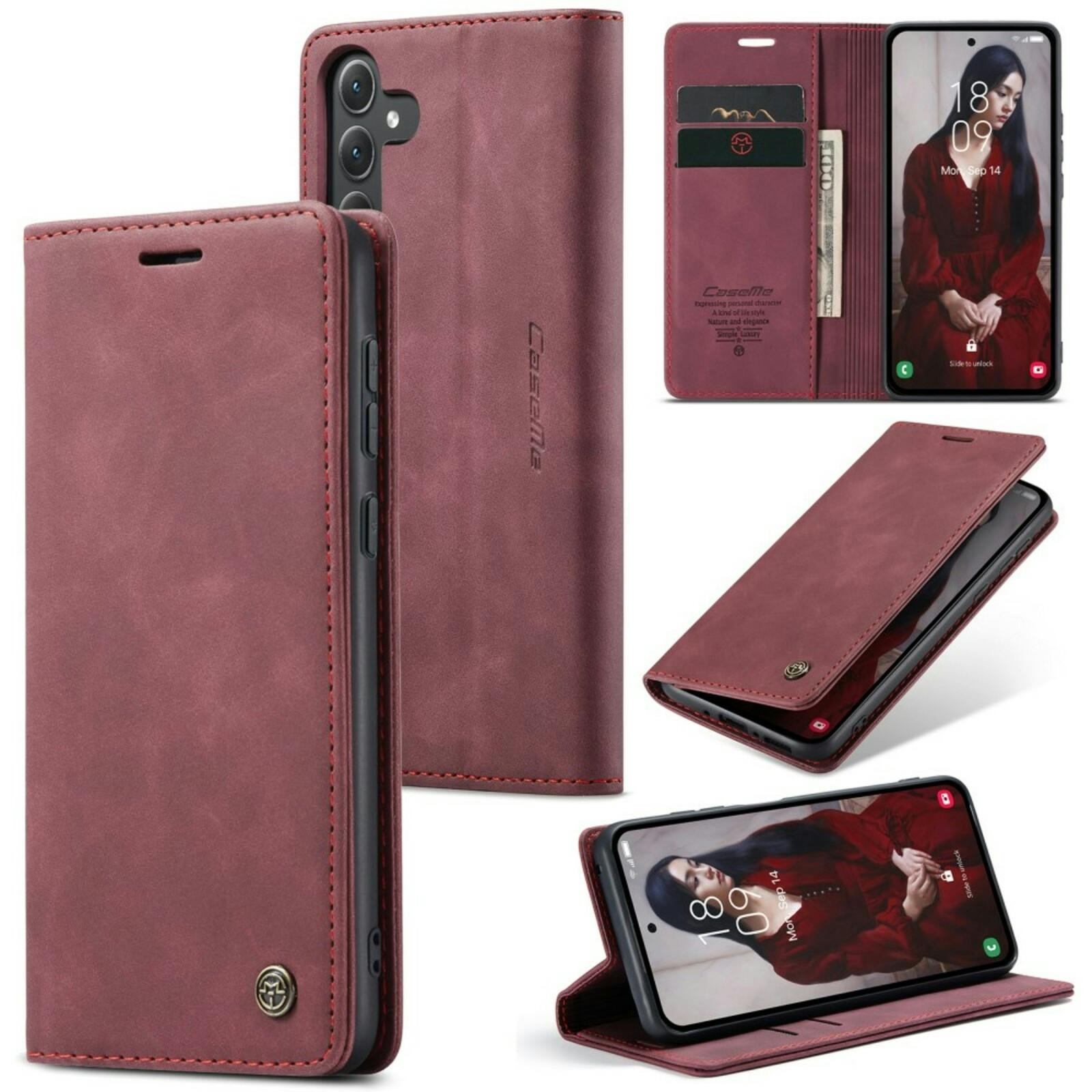 Caseme Samsung A35 Business Wallet Hoesje Rood