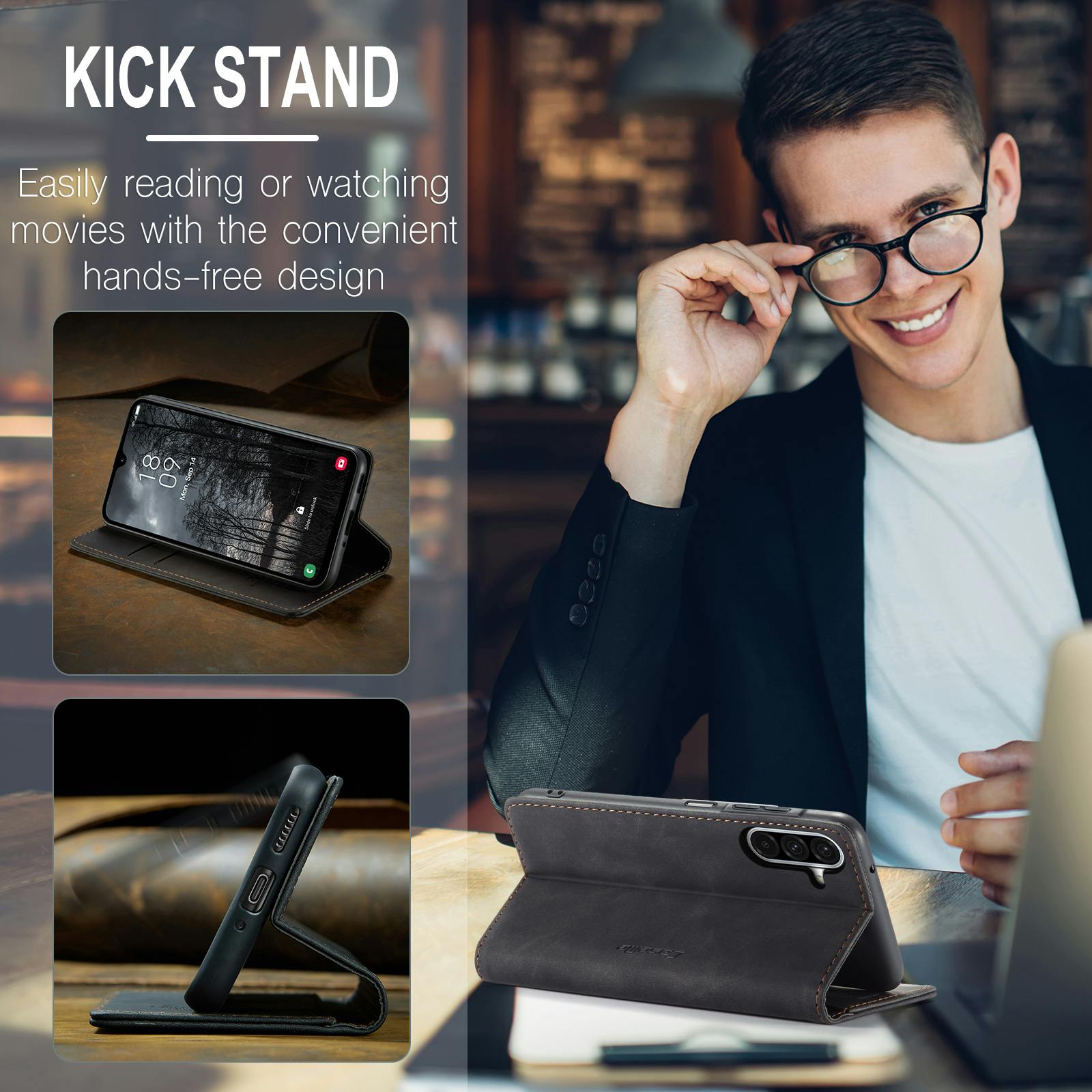 Caseme Samsung Galaxy A37 Business Bookcase Hoesje Zwart