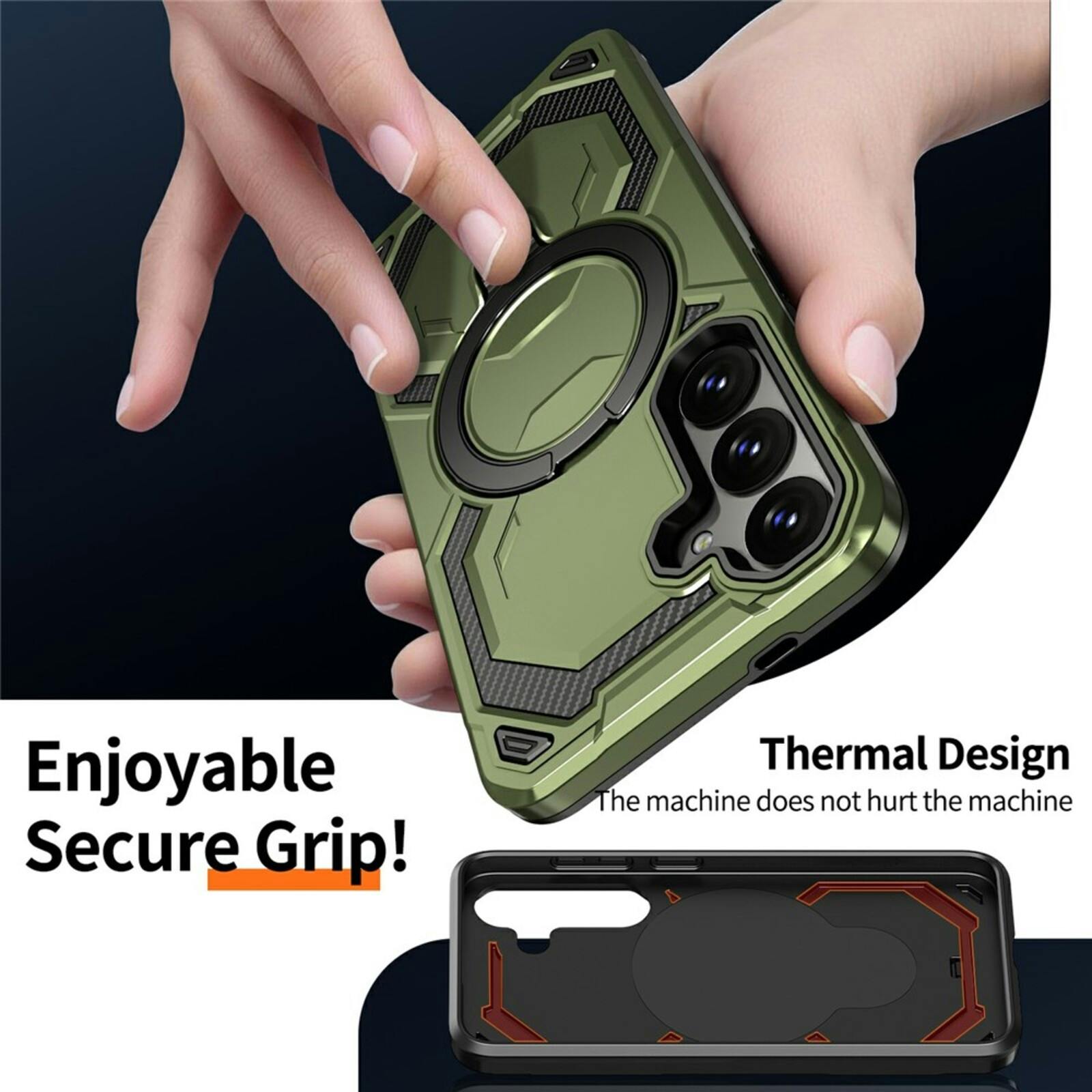 CaseBody Samsung Galaxy S26 Magnetic Kickstand Ring Hoesje Groen