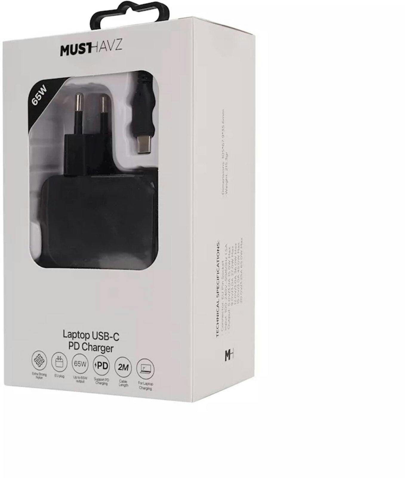 Musthavz 65W Laptop Oplader met USB-C kabel