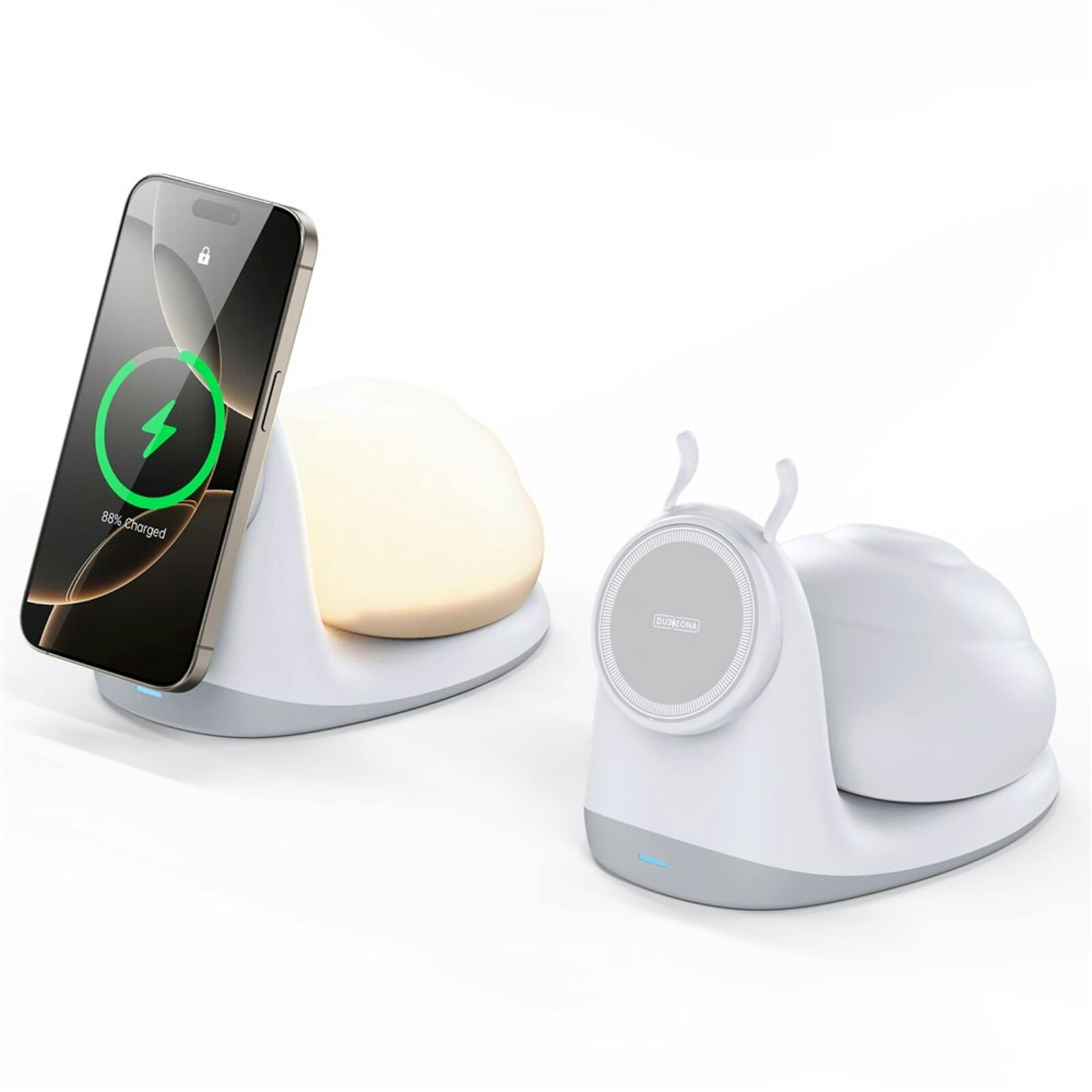Duzzona Snail Draadloze Oplader en Nachtlampje Wit