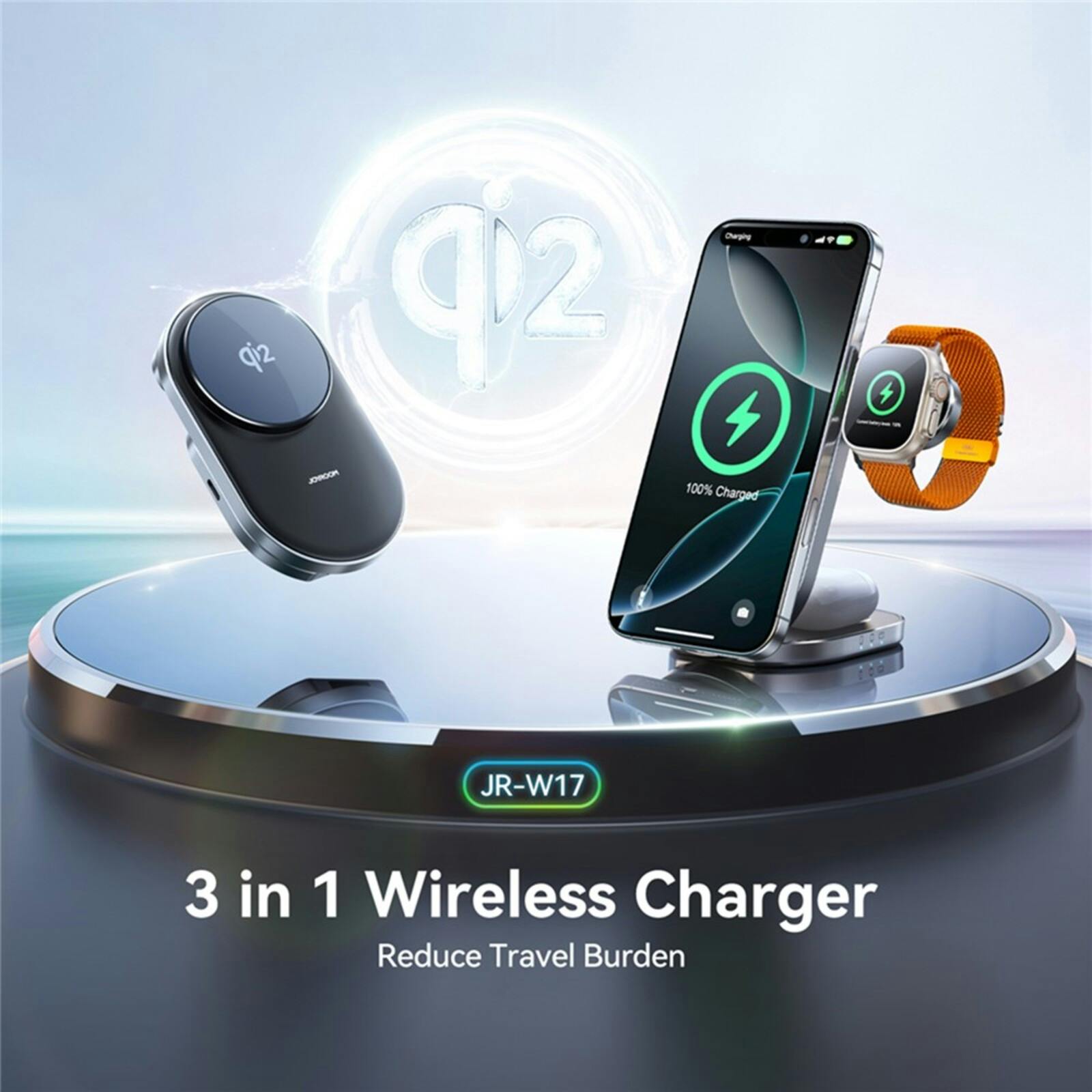 Joyroom Premium 3 in 1 Compact Wireless Charging Station Zwart