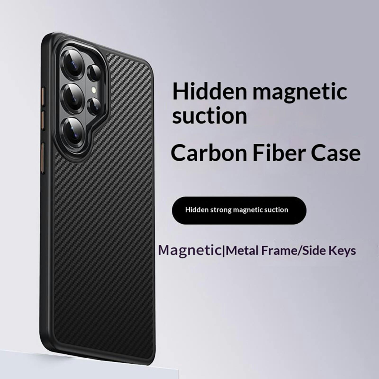CaseBody Samsung Galaxy S26 Ultra Carbon Fiber Magnetic Hoesje Zwart