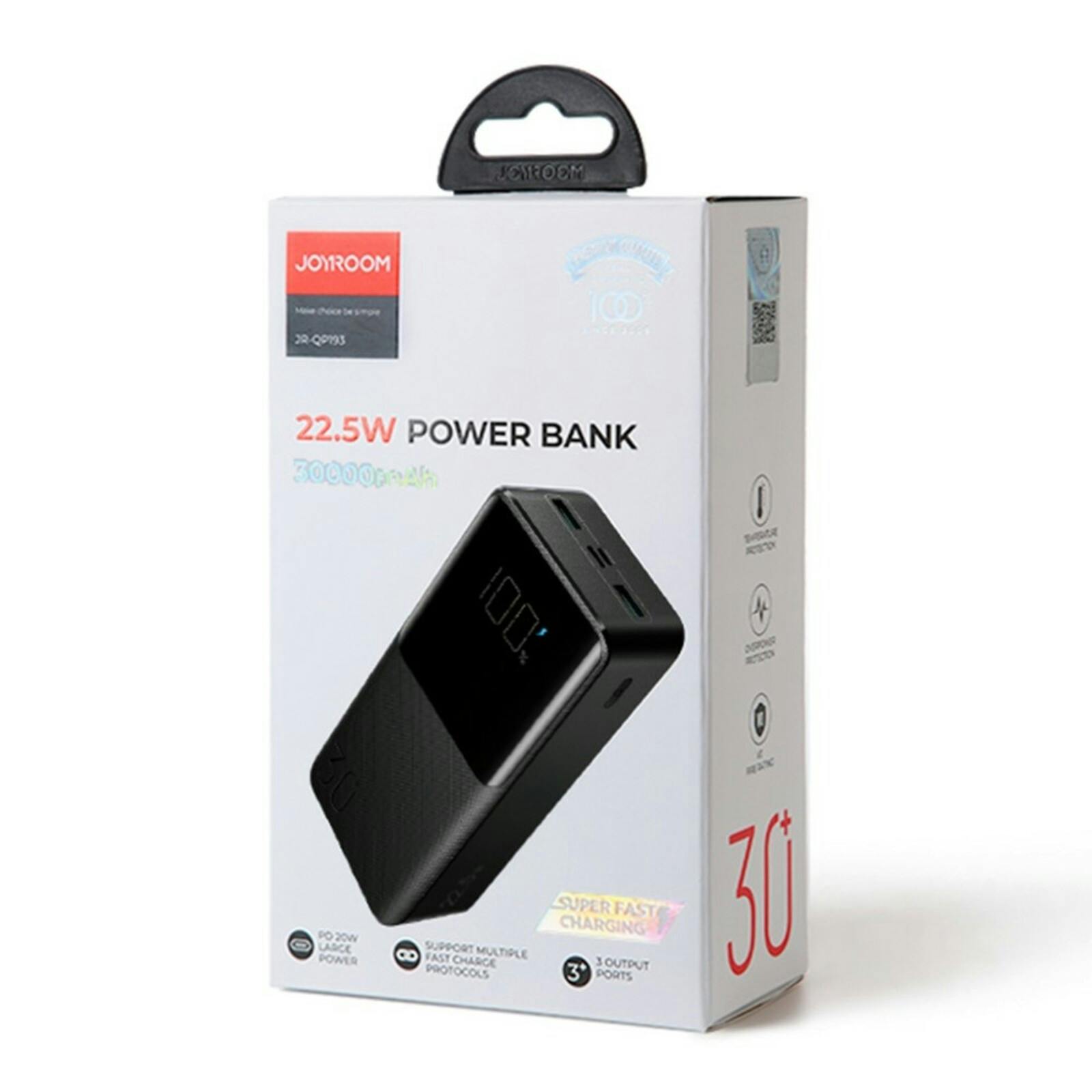 Joyroom 22.5W Multi Device Powerbank met LED Display Zwart 30.000 mAh