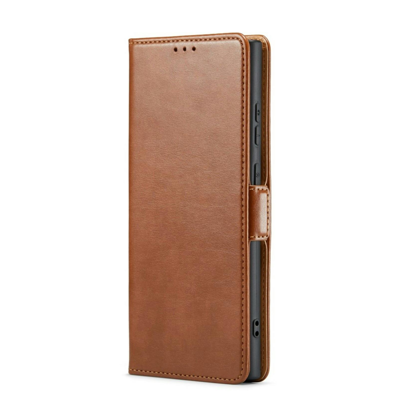 Fierre Shann Samsung Galaxy S24 Ultra Slim Wallet Hoesje Bruin