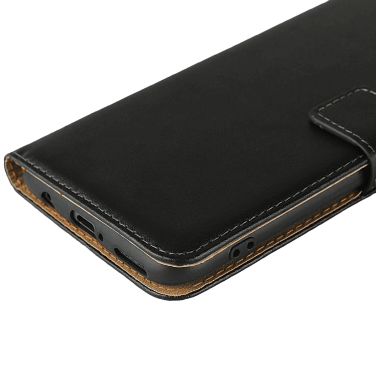 CaseBody Huawei P40 Lite echt lederen bookcase Zwart