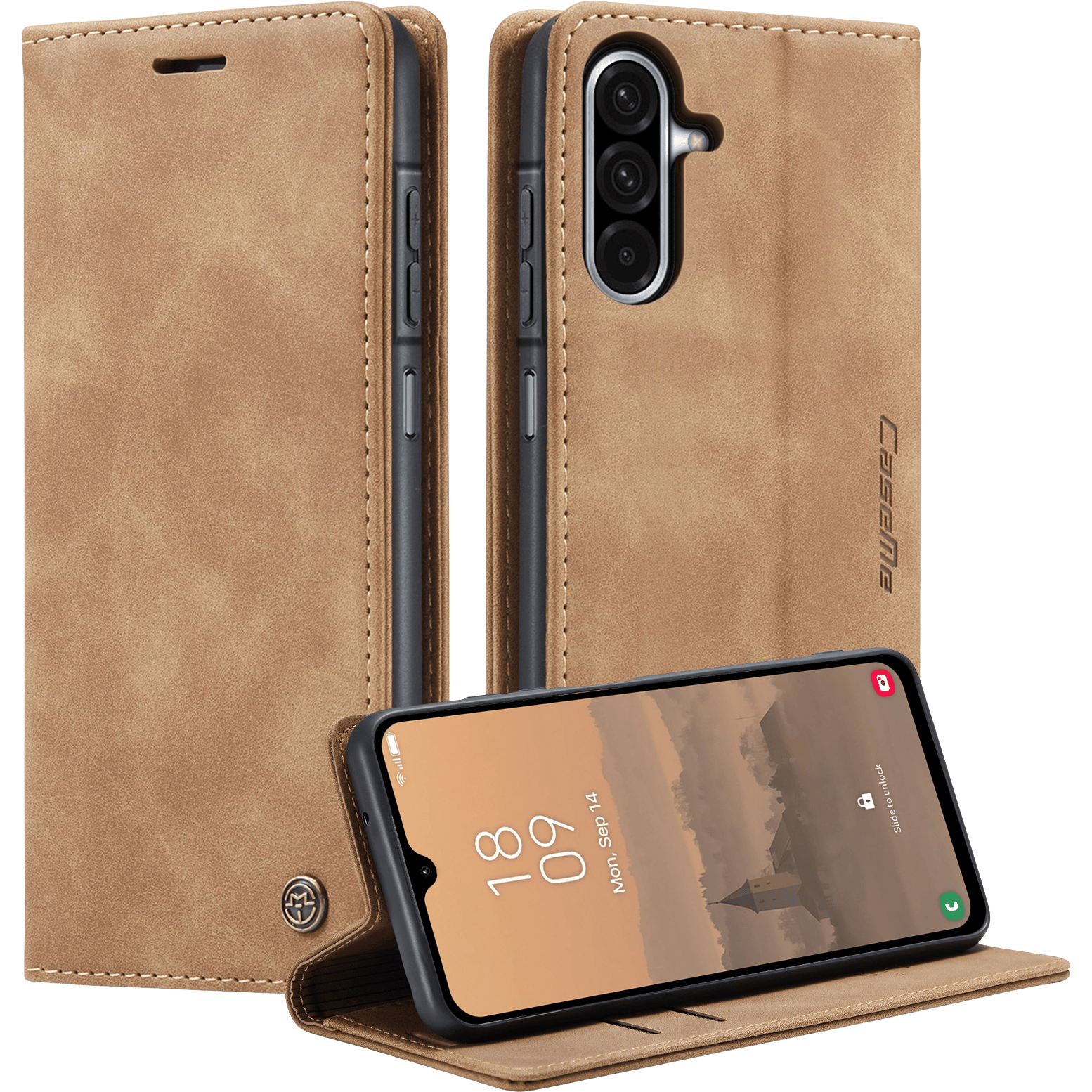 Caseme Samsung Galaxy A57 Business Bookcase Hoesje Grijs
