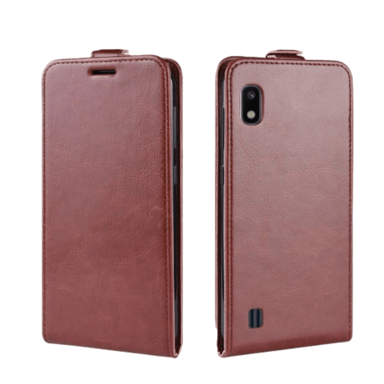 Comfycase Samsung Galaxy A10 Verticale Flip Cover met Pasruimte Bruin