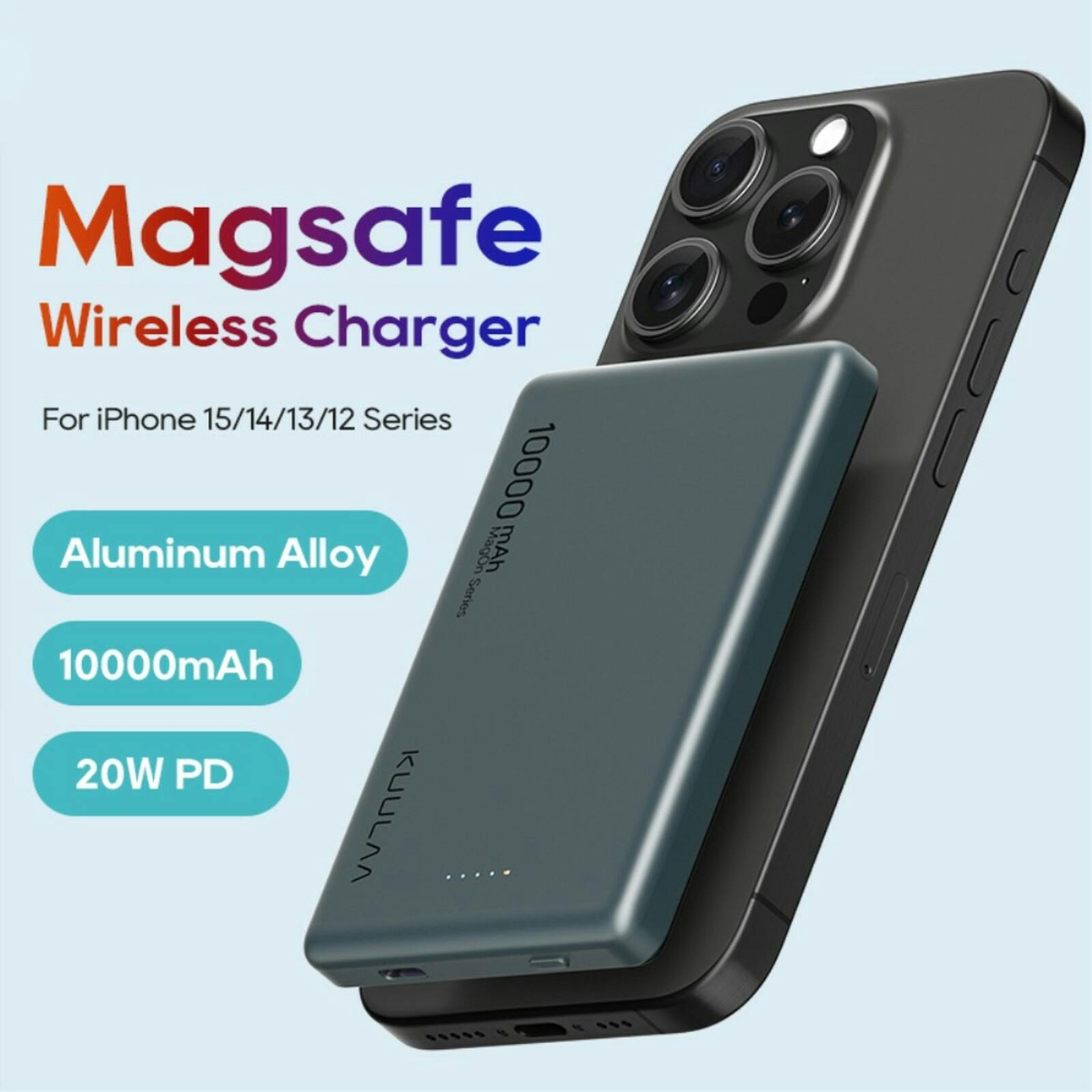 Kuulaa MagOn Series Slim Powerbank Grijsgroen