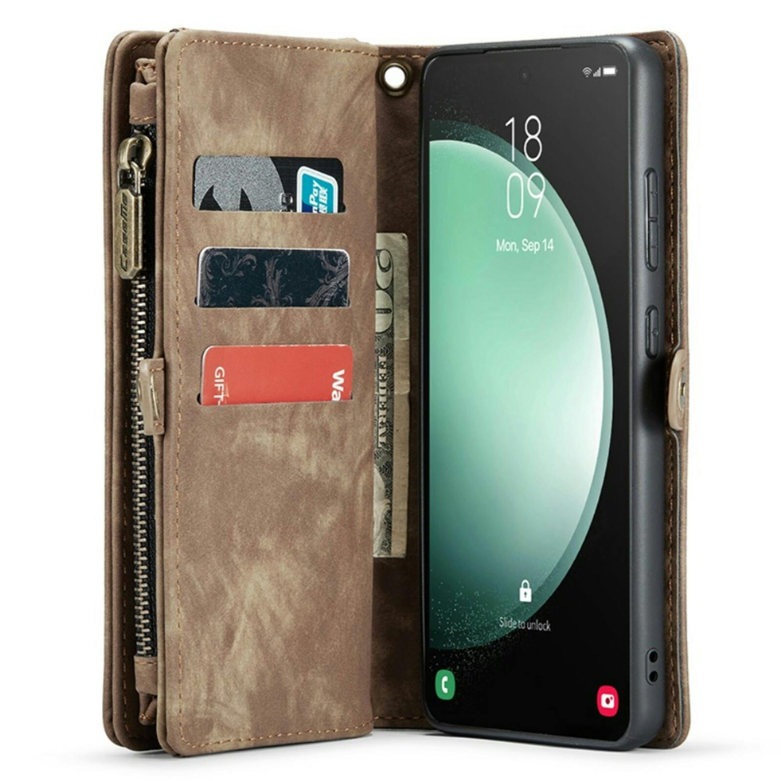 Caseme Samsung S23 FE Vintage Wallet Hoesje Bruin