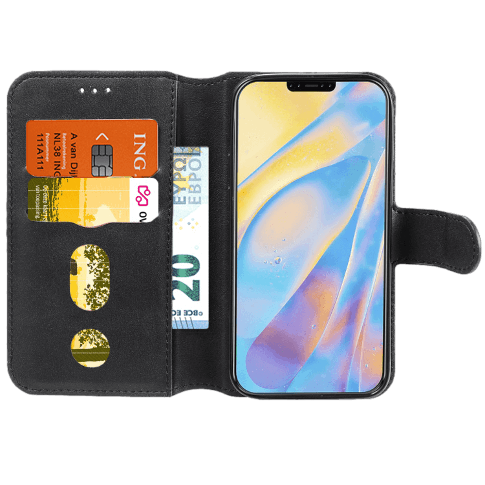 Mocaa iPhone 12 Mini Slim-Fit Bookcase Hoesje Zwart