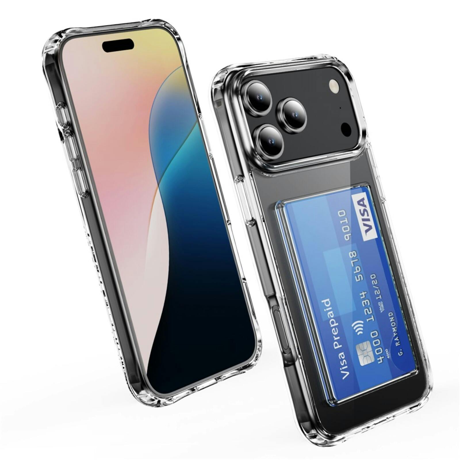 CaseBody Apple iPhone 17 Pro Max / 18 Pro Max Shockproof Hoesje met Pasruimte Transparant