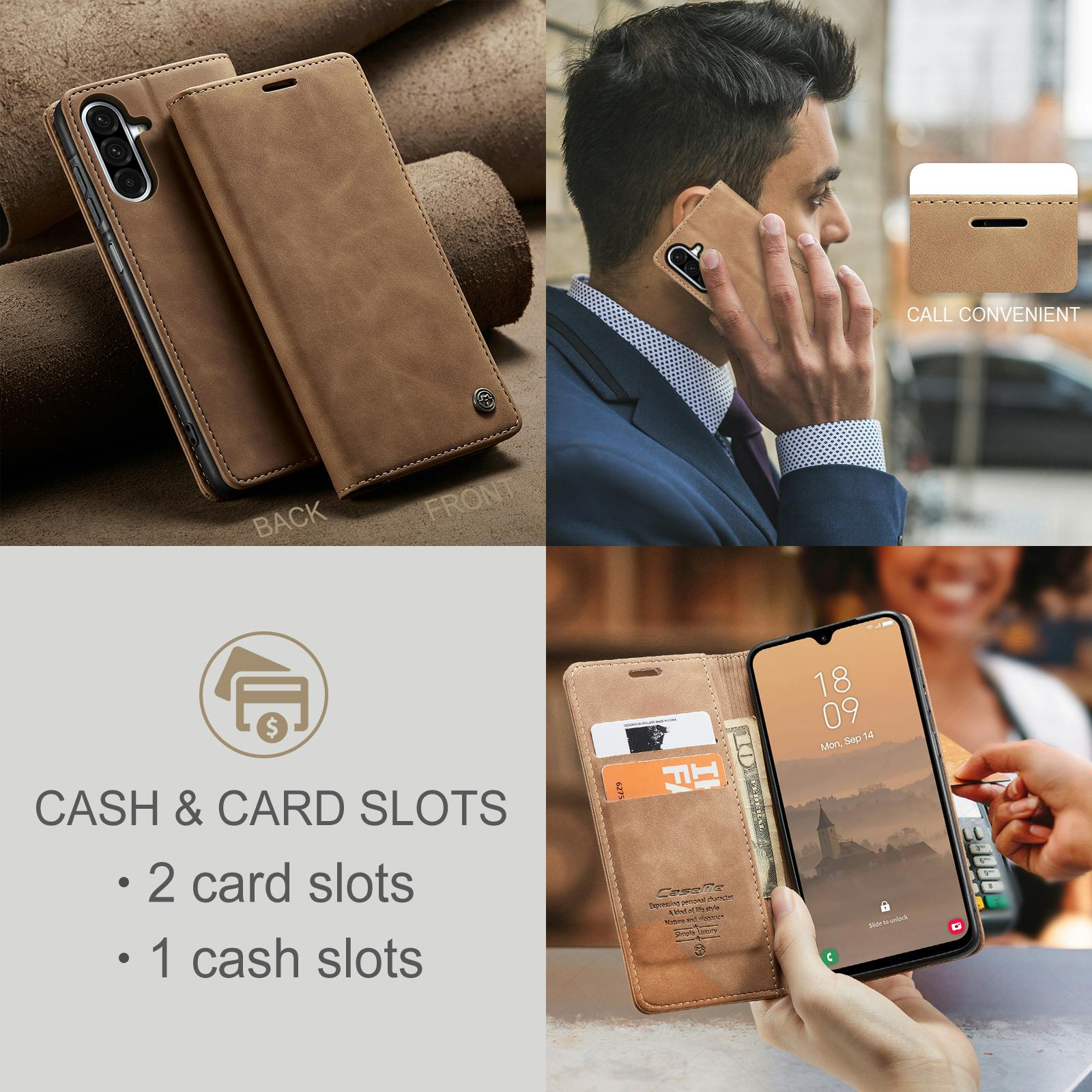 Caseme Samsung Galaxy A57 Business Bookcase Hoesje Grijs