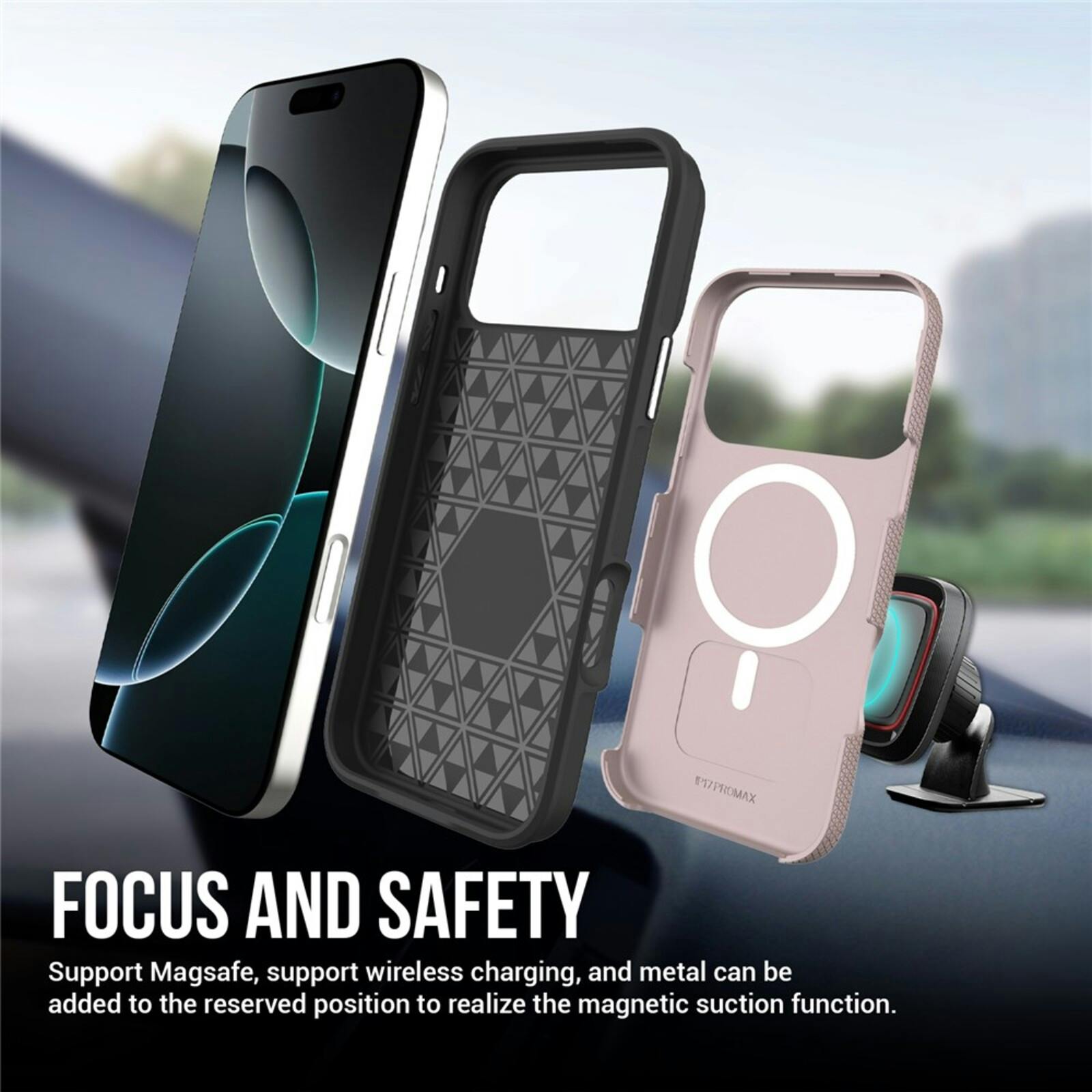 Mocaa Apple iPhone 17 Pro Rugged MagSafe Hoesje Roze