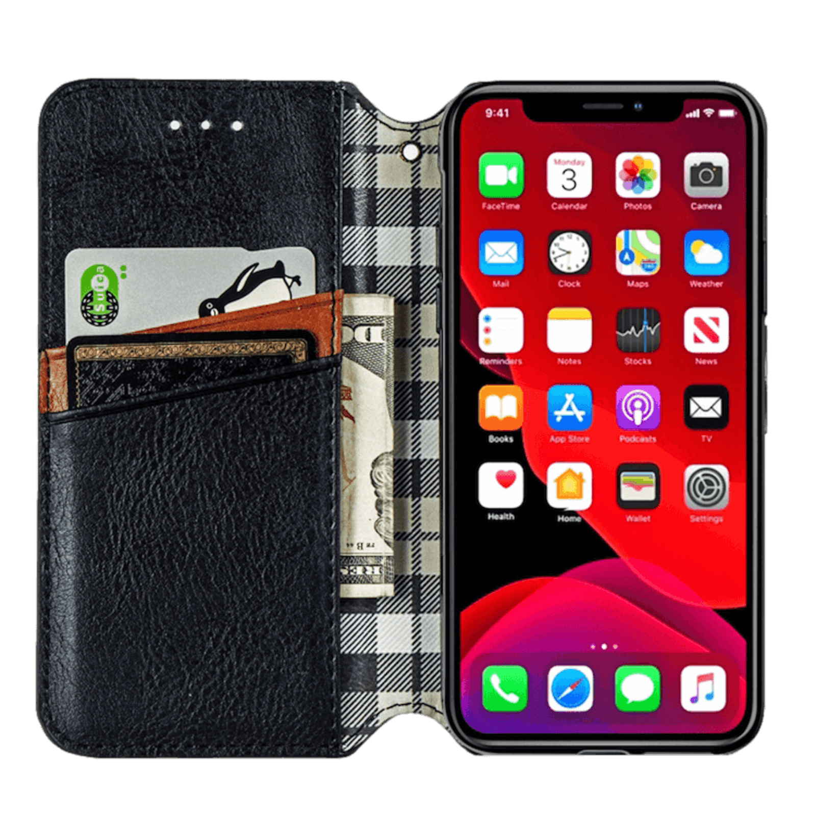 CaseBody iPhone Xr Cubic Telefoonhoesje met Magneetsluiting Zwart